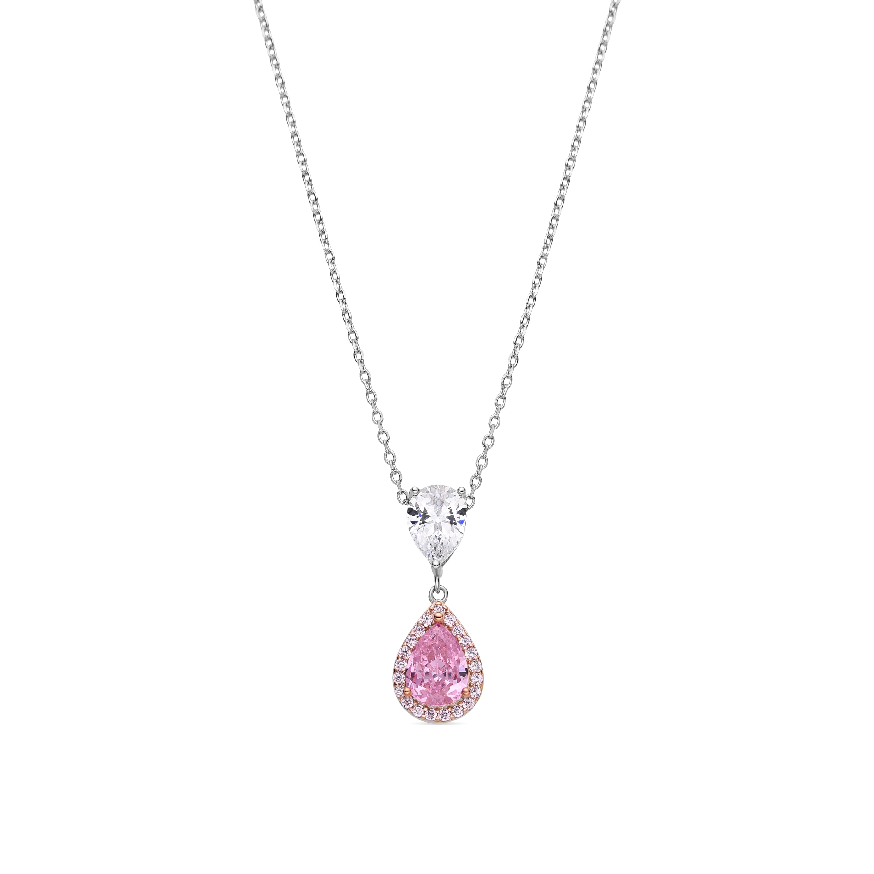 925 Sterling Silver and Padparadscha Necklace with Rhodium Finish - Norax