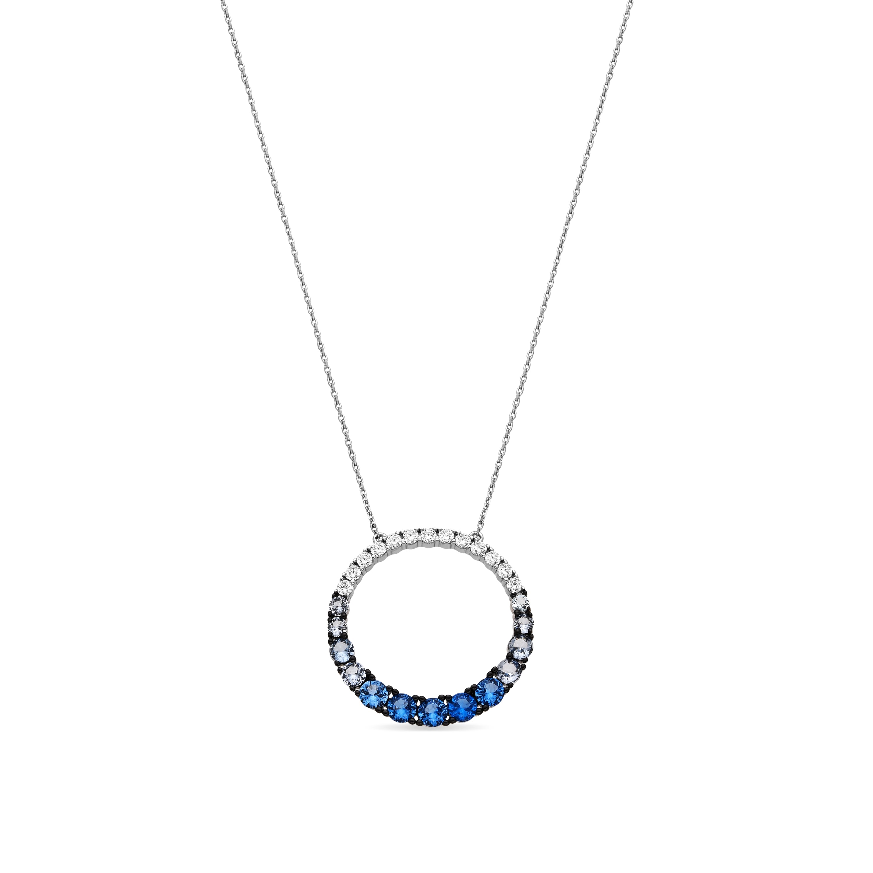 Collier en argent sterling 925 et zircone aigue-marine fini en rhodium - Kraesh