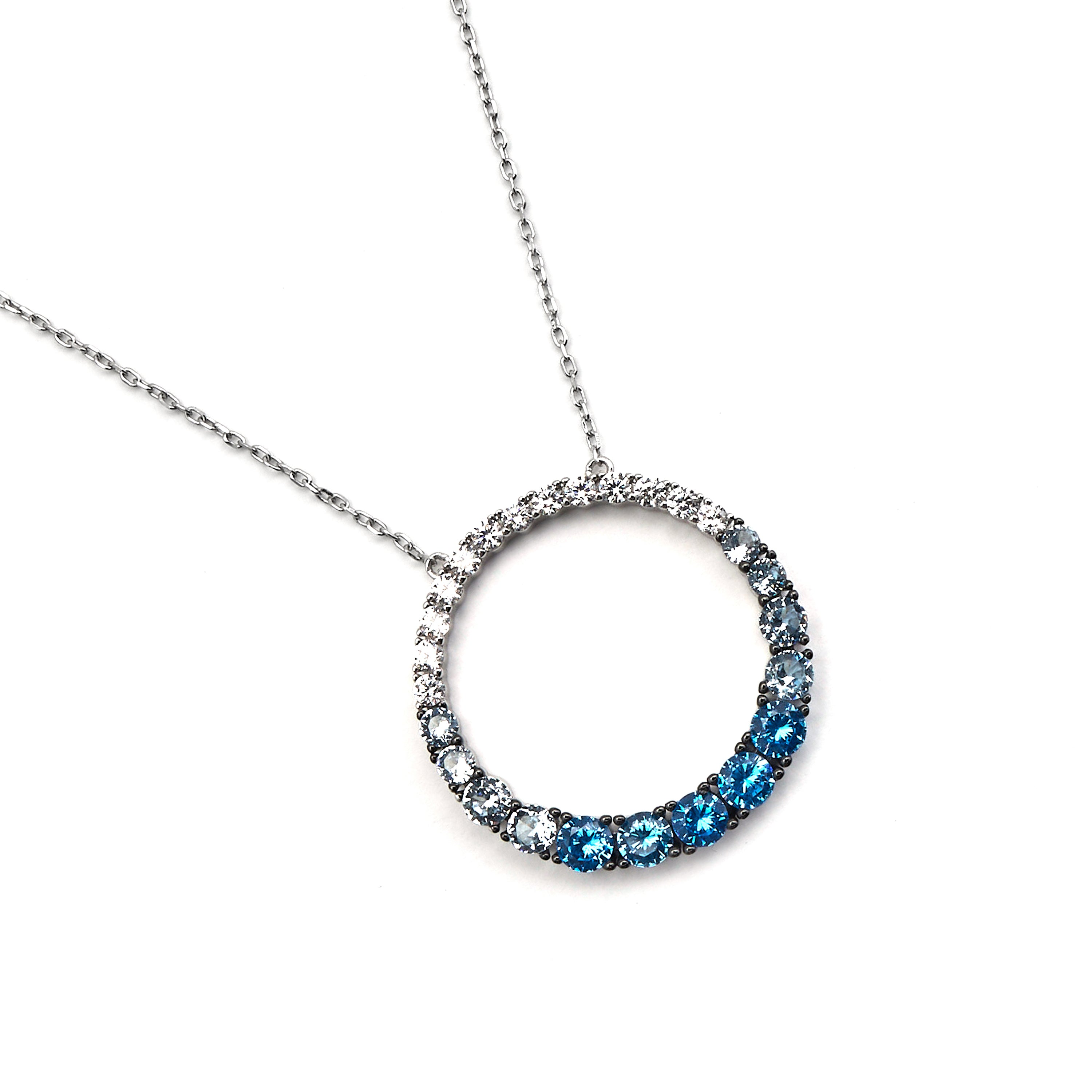 Collar de Plata de Ley 925 y Circonita Aguamarina acabado en rodio - Kraesh