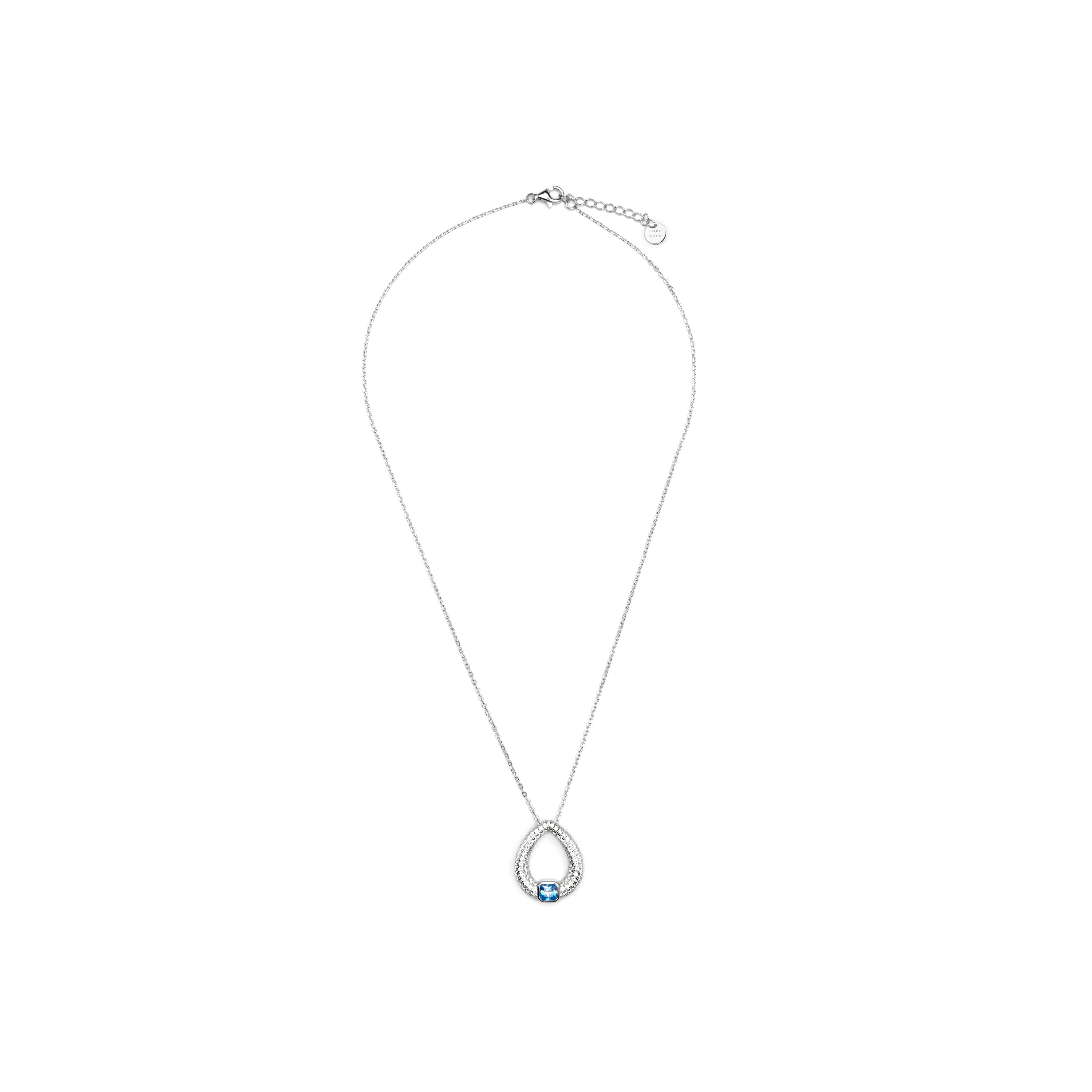 Collier en argent sterling 925 et zirconium aigue-marine finition rhodiée - Uzi