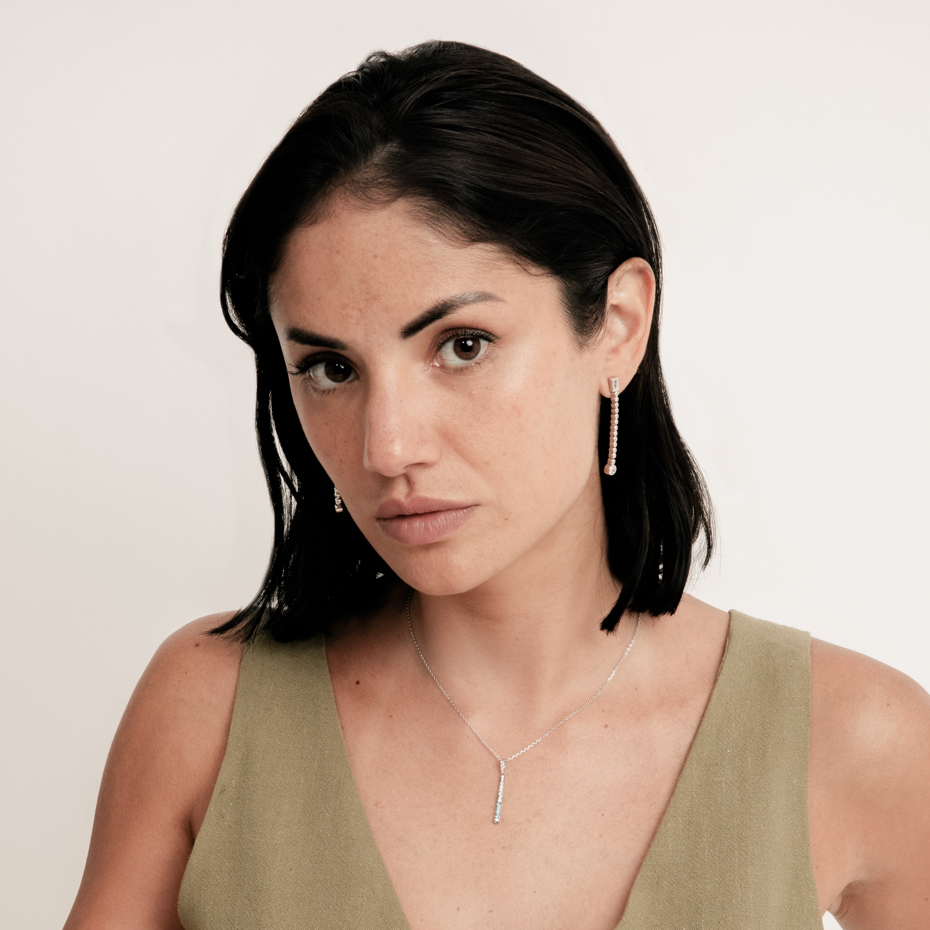 Collier en argent sterling 925 et zircon saphir finition rhodiée - Finsha