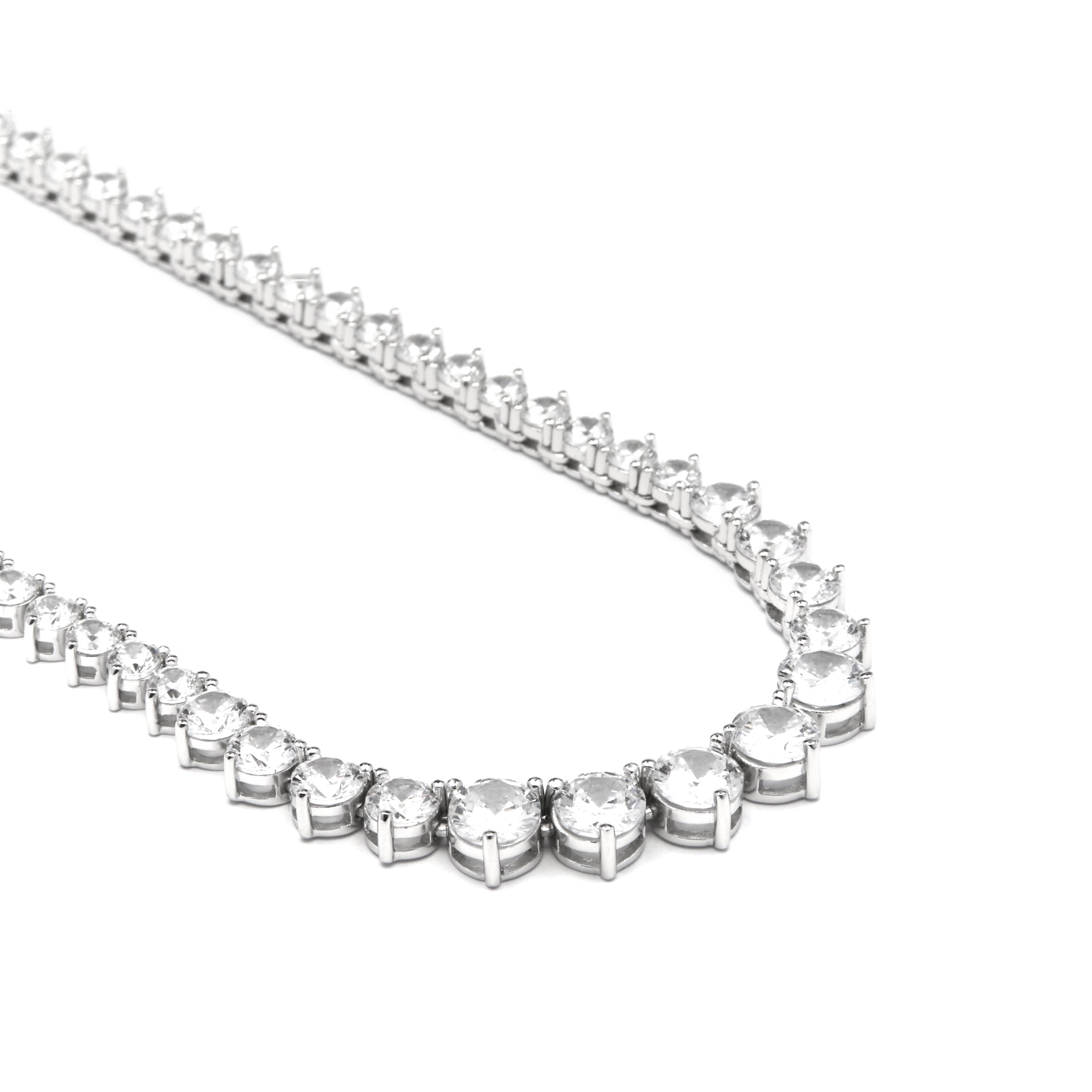 Collier en argent sterling 925 avec zircon brillant finition rhodiée - Niriel