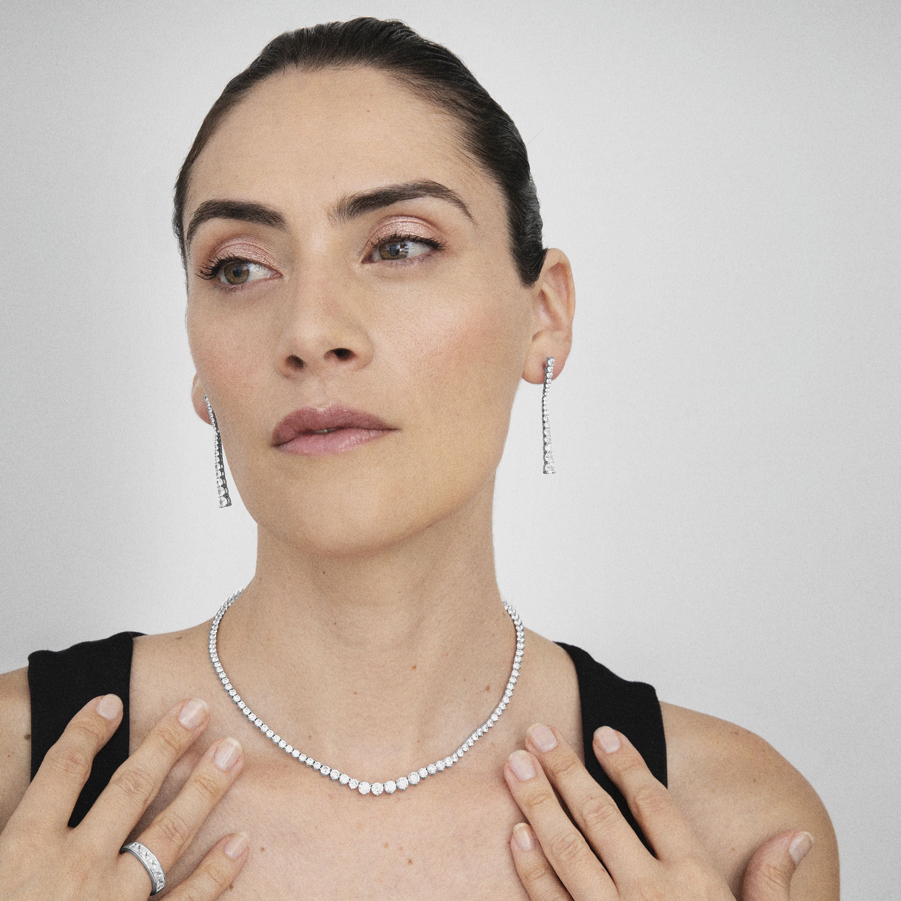 Collier en argent sterling 925 avec zircon brillant finition rhodiée - Niriel