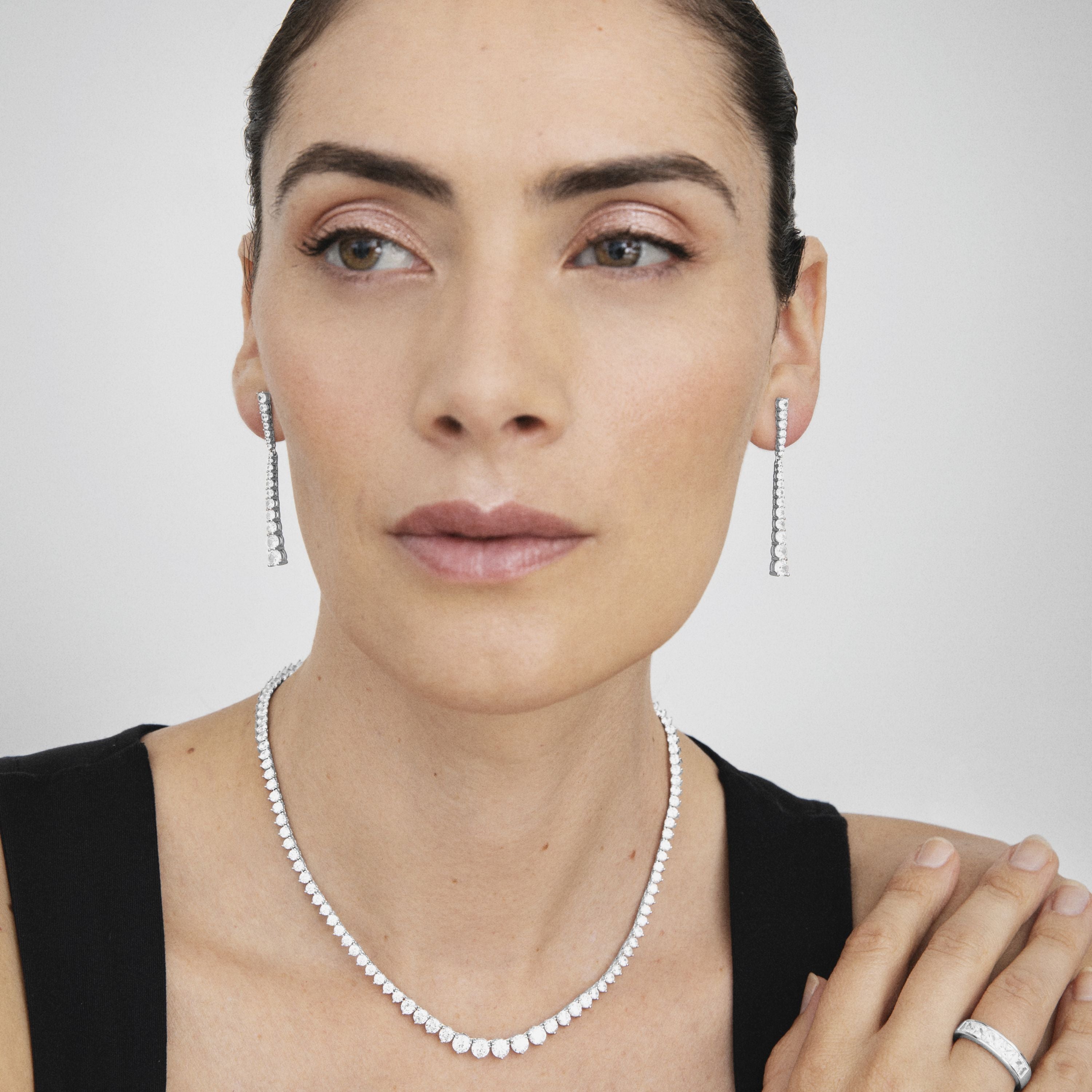 Collier en argent sterling 925 avec zircon brillant finition rhodiée - Niriel