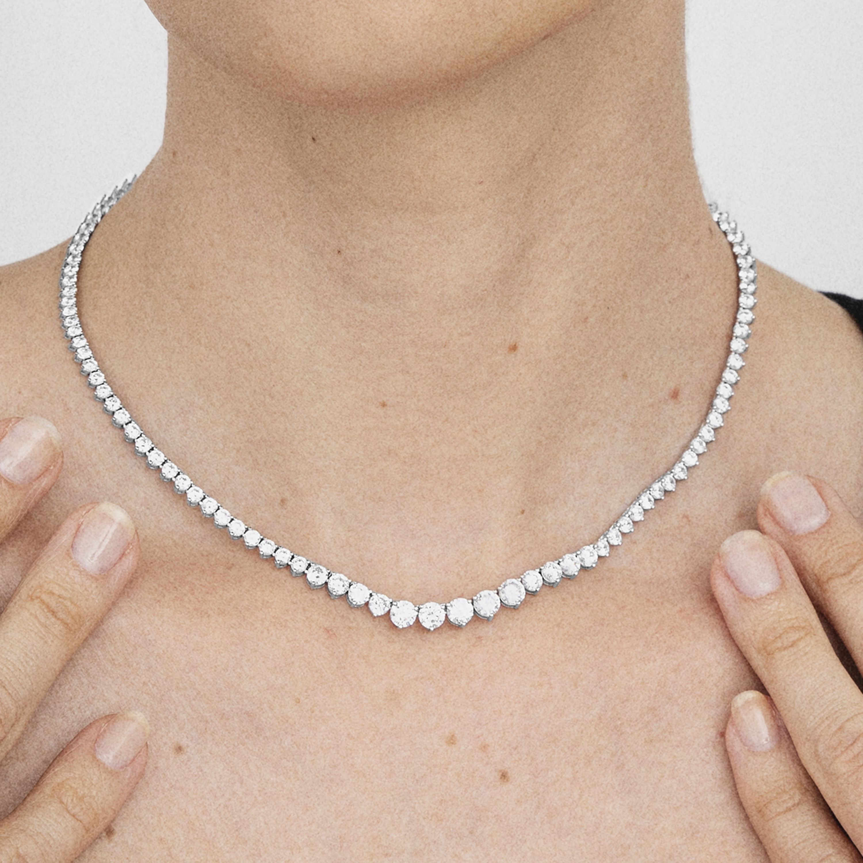 Collier en argent sterling 925 avec zircon brillant finition rhodiée - Niriel