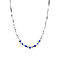 925 Sterling Silver Necklace and Sapphire Cubic Zirconia with Rhodium Finish - Niriel