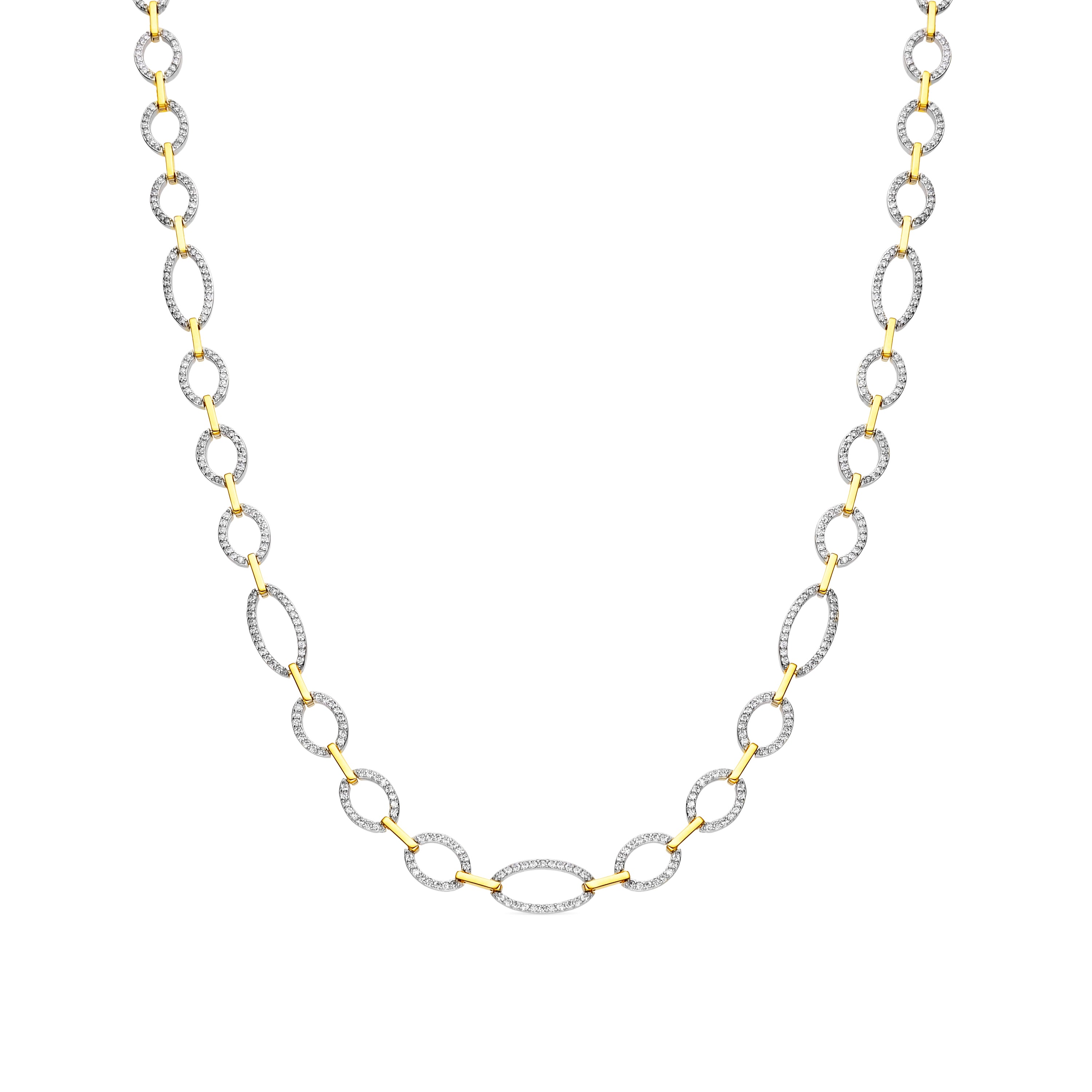 925er Sterlingsilber-Halskette mit glänzenden Zirkonia, 18k Gold-Finish - Phinthe