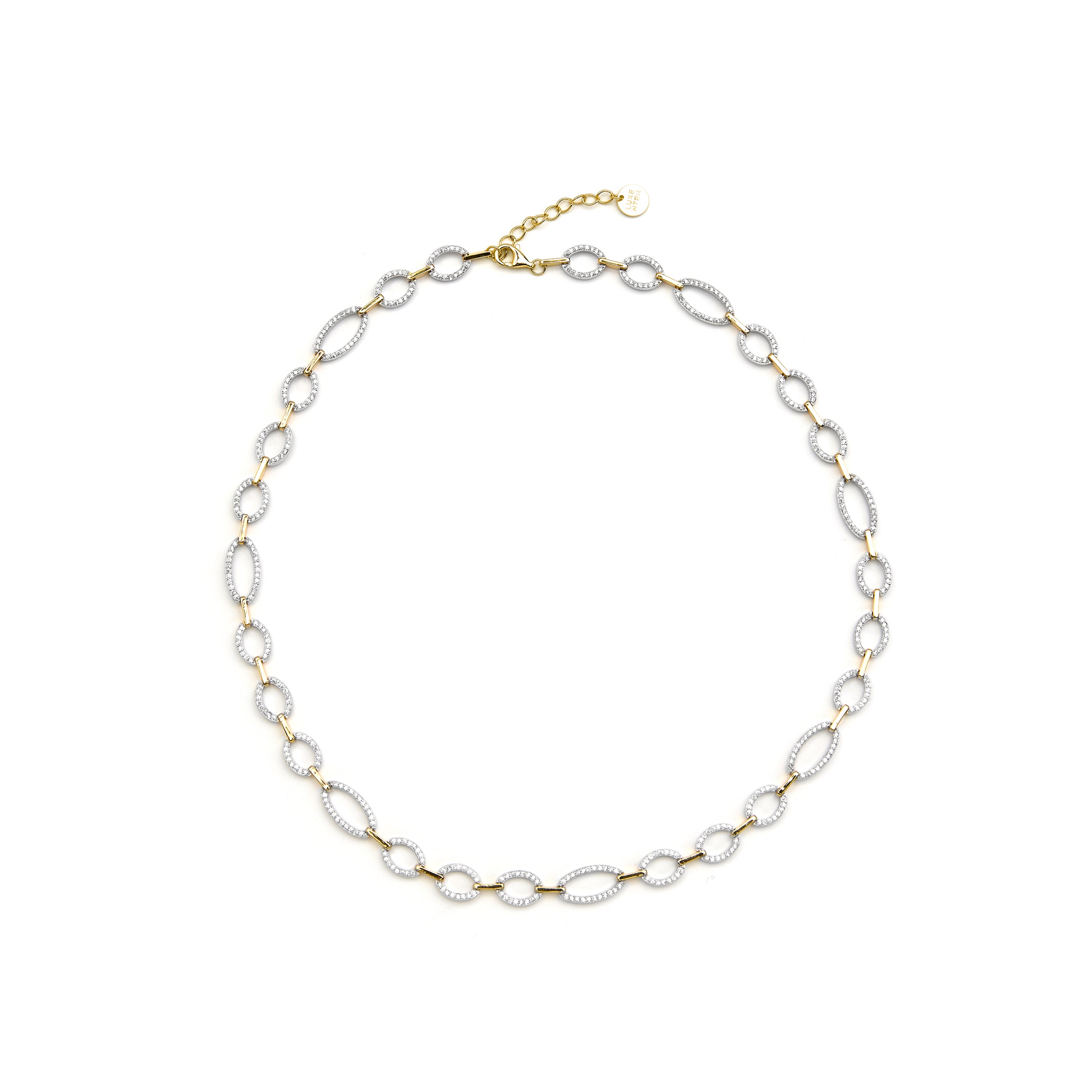 925er Sterlingsilber-Halskette mit glänzenden Zirkonia, 18k Gold-Finish - Phinthe