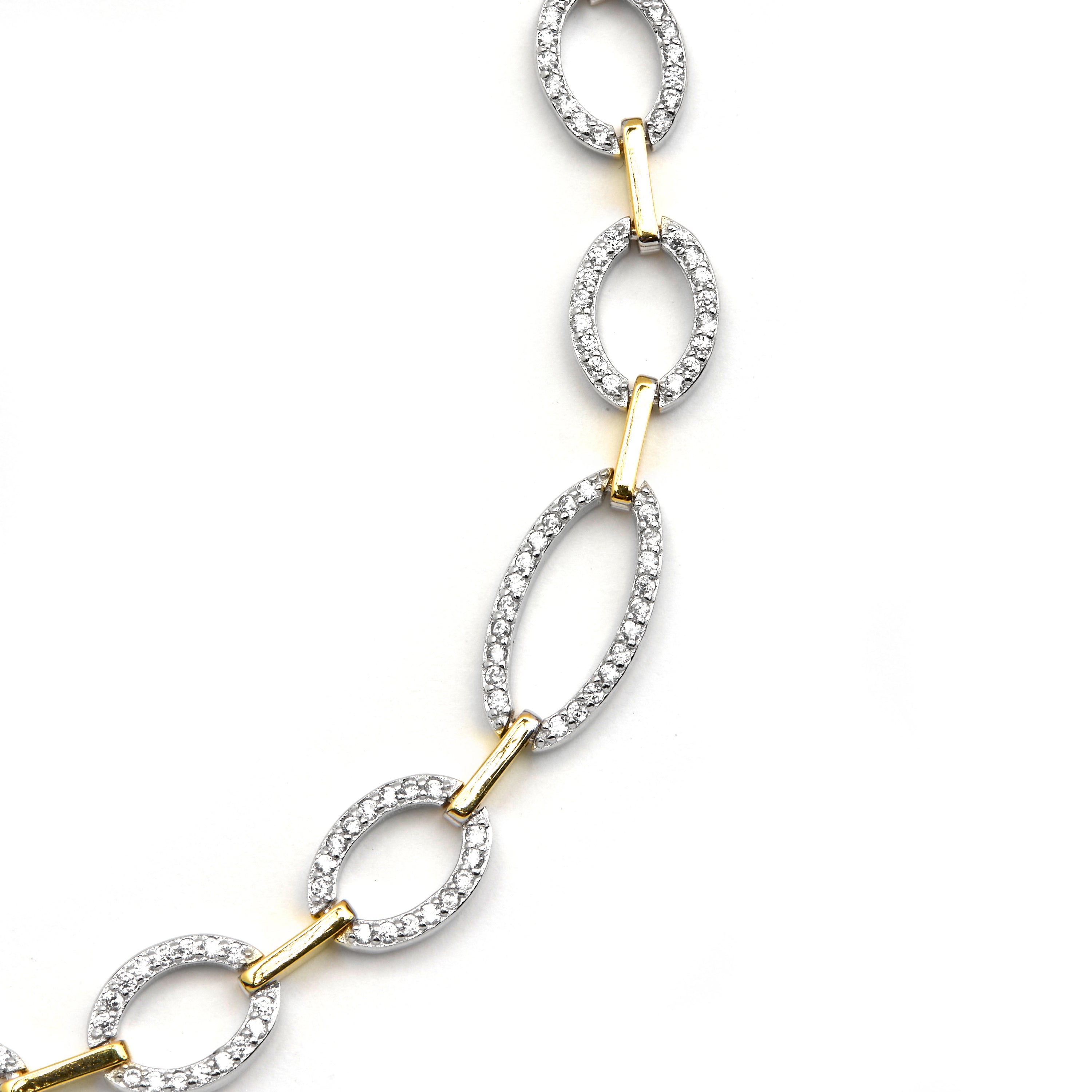 925er Sterlingsilber-Halskette mit glänzenden Zirkonia, 18k Gold-Finish - Phinthe