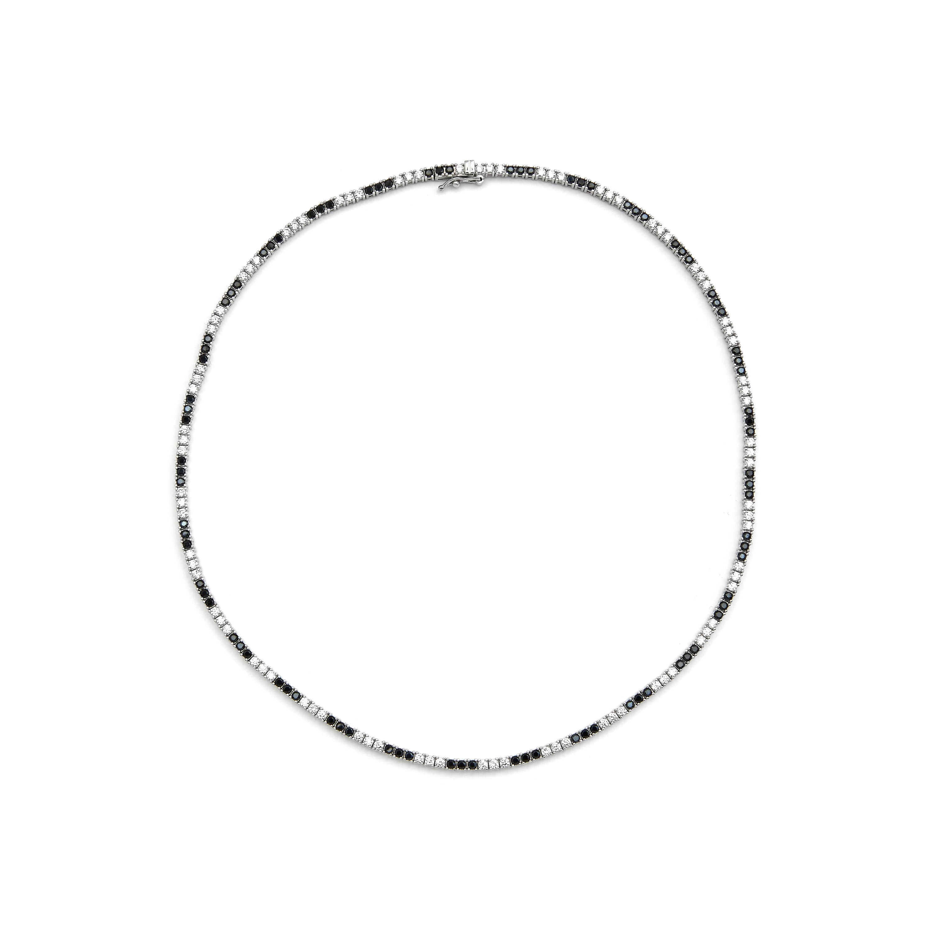 925 Sterling Silver Necklace with Onyx Zirconia finished in rhodium - Tahu