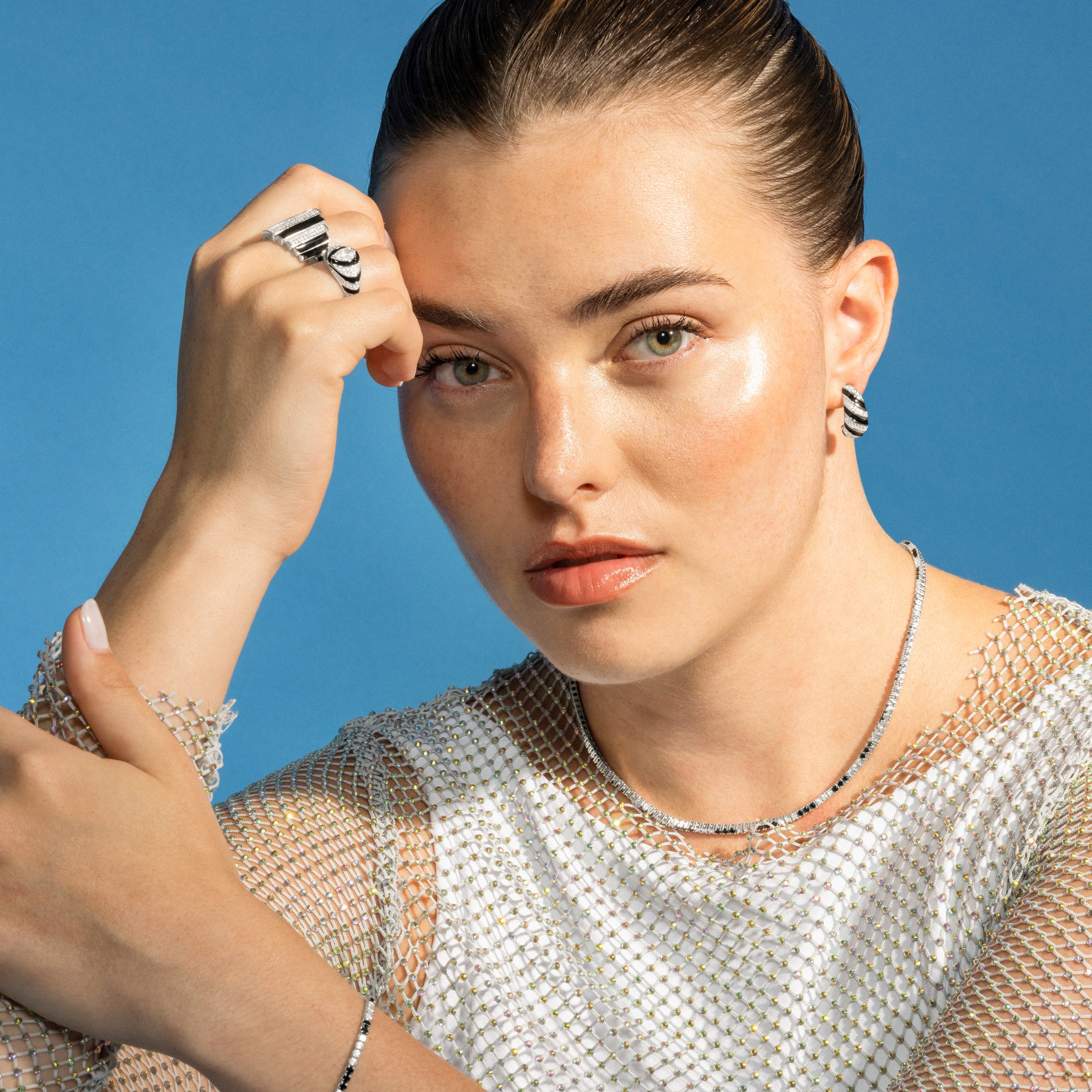 Colar de Prata de Lei 925 e Zircónia Ônix com acabamento em ródio - Tahu