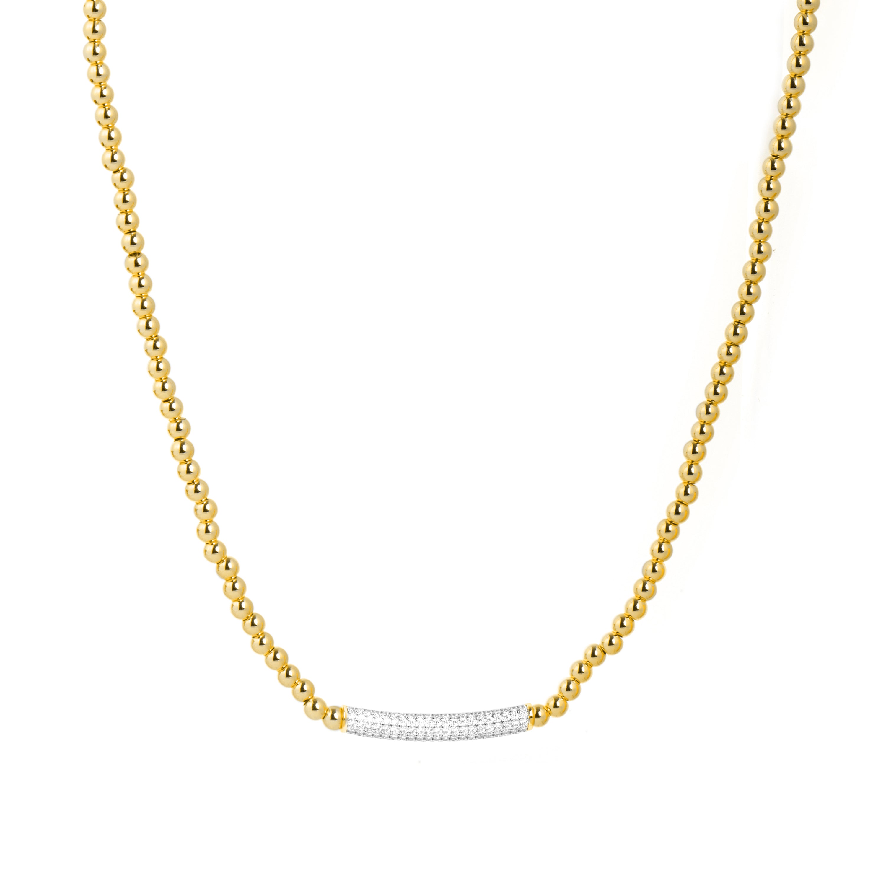 Halskette mit funkelndem Zirkonia, 18k Gelbgold-Finish - Basfri