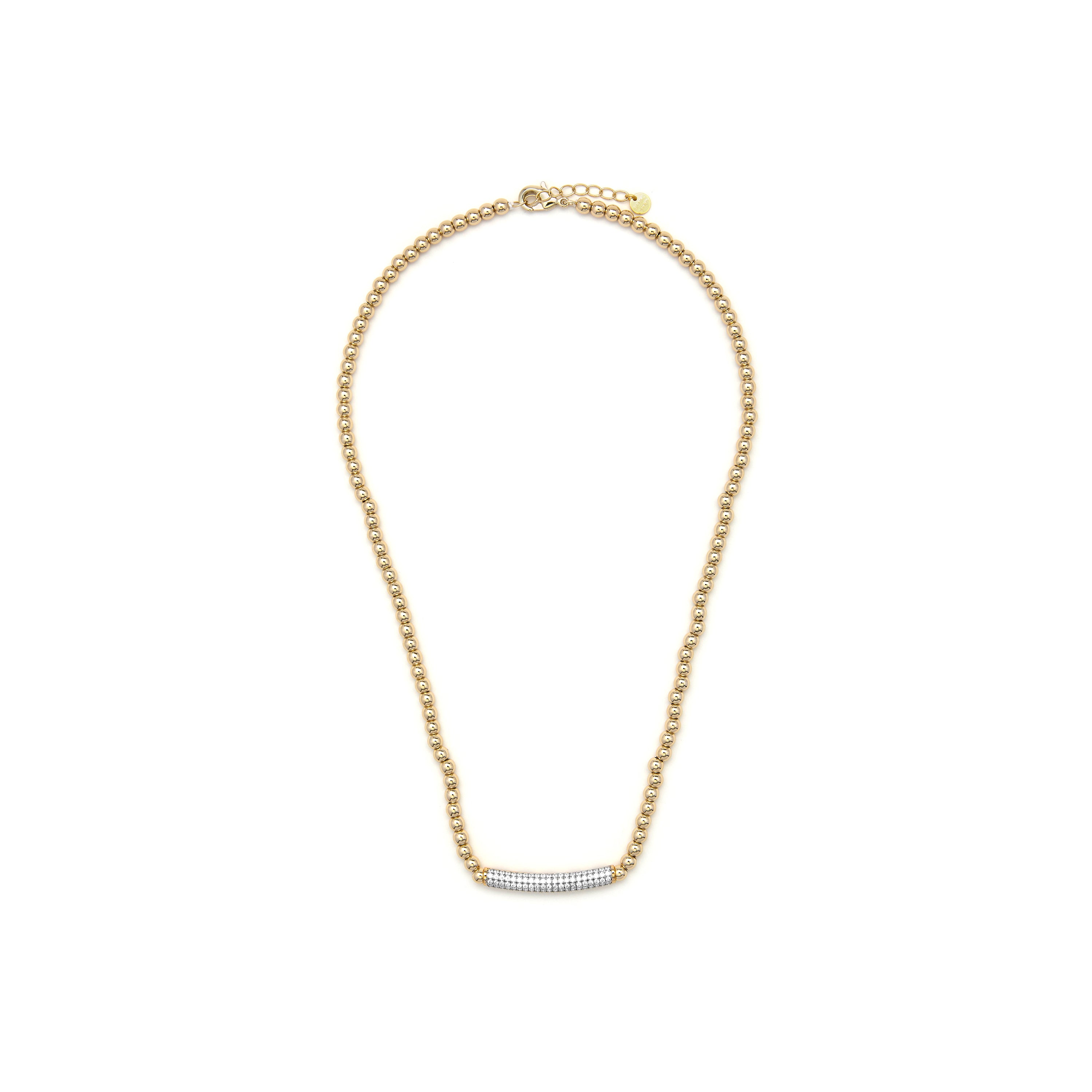 Halskette mit funkelndem Zirkonia, 18k Gelbgold-Finish - Basfri