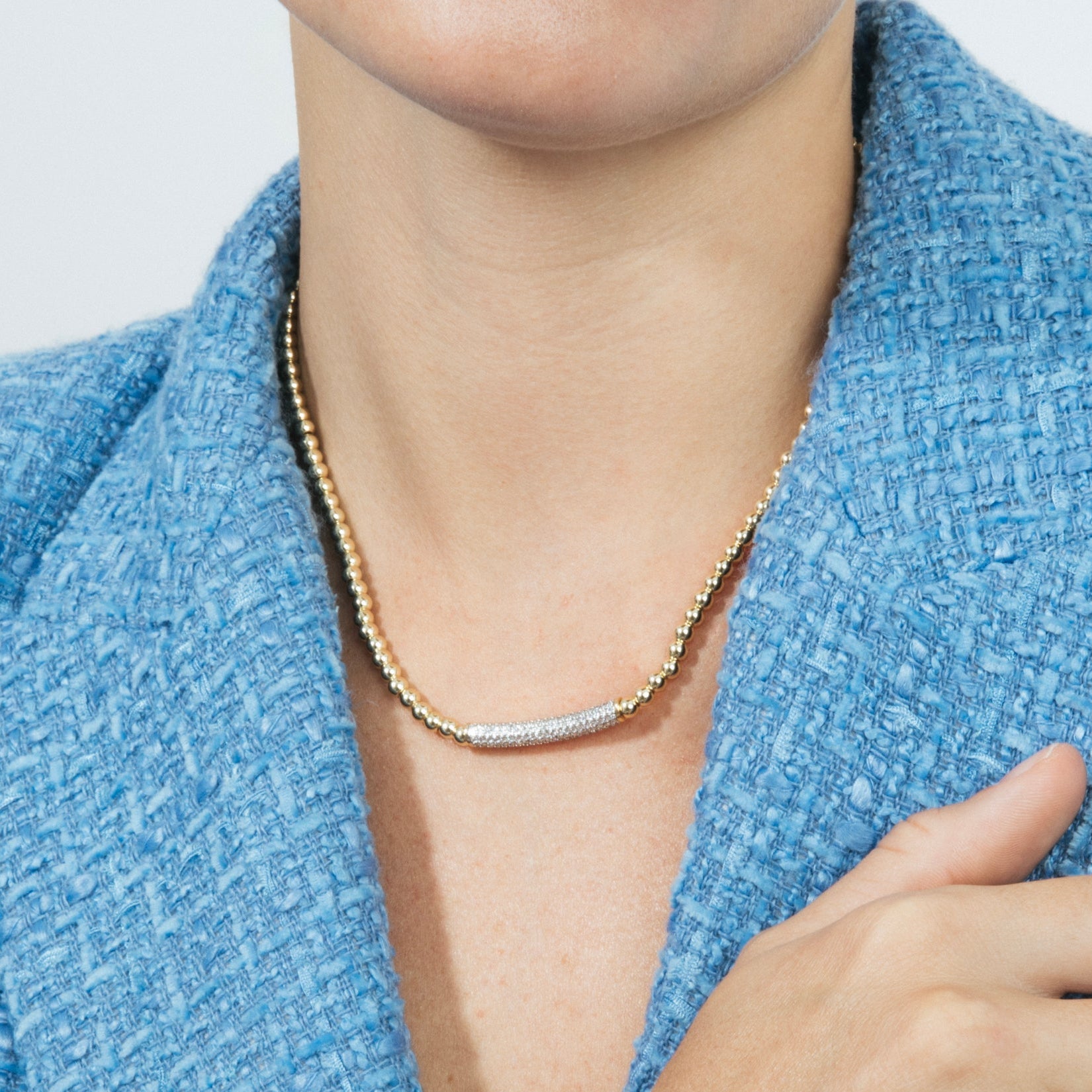 Collar con Circonita Brillante acabado en oro amarillo 18k - Basfri