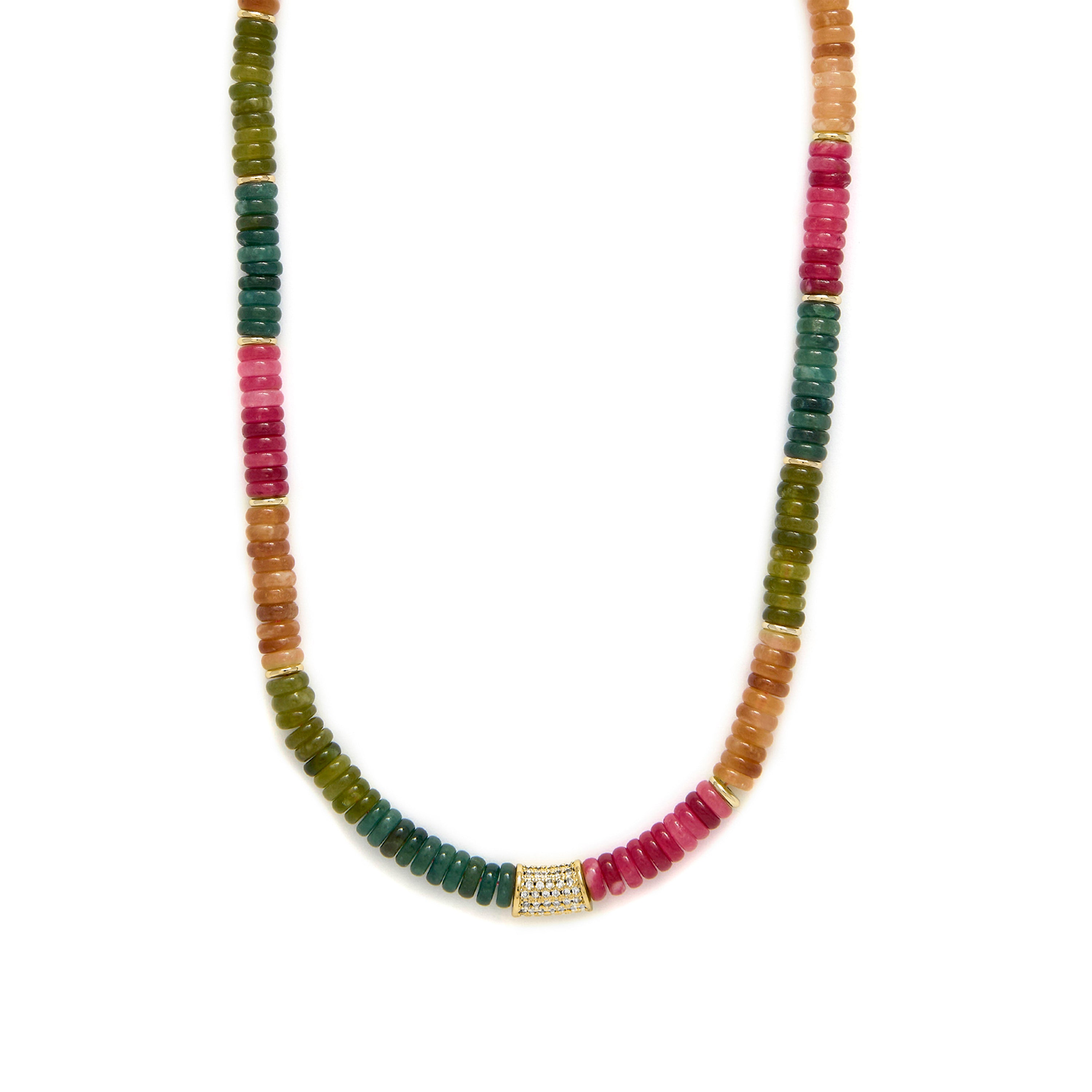 Colar de Prata de Lei 925 e Turmalina Multicolor com acabamento em ouro amarelo 18k - Megro