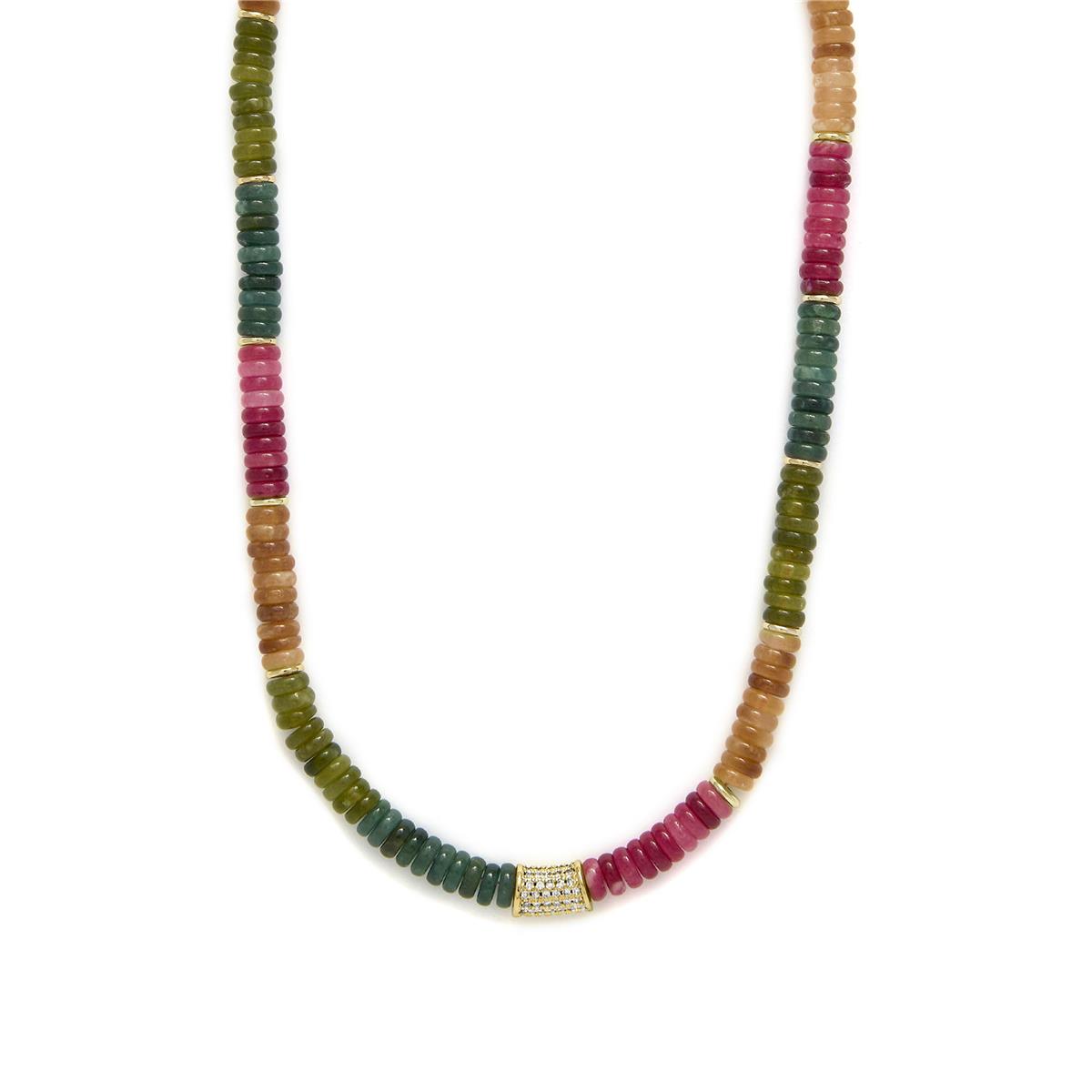 Collar de Plata de Ley 925 y Turmalina Multicolor acabado en oro amarillo 18k - Megro