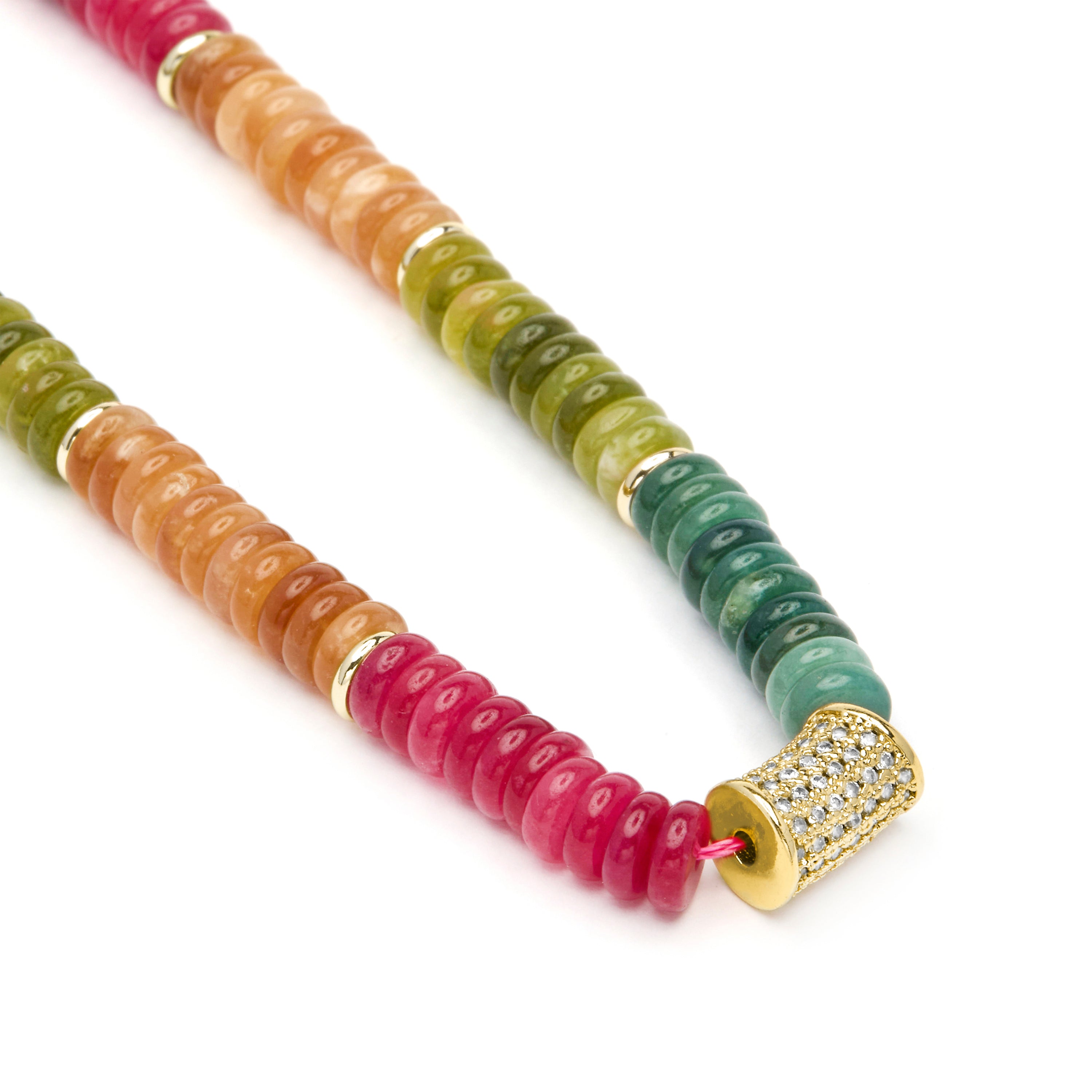 Colar de Prata de Lei 925 e Turmalina Multicolor com acabamento em ouro amarelo 18k - Megro