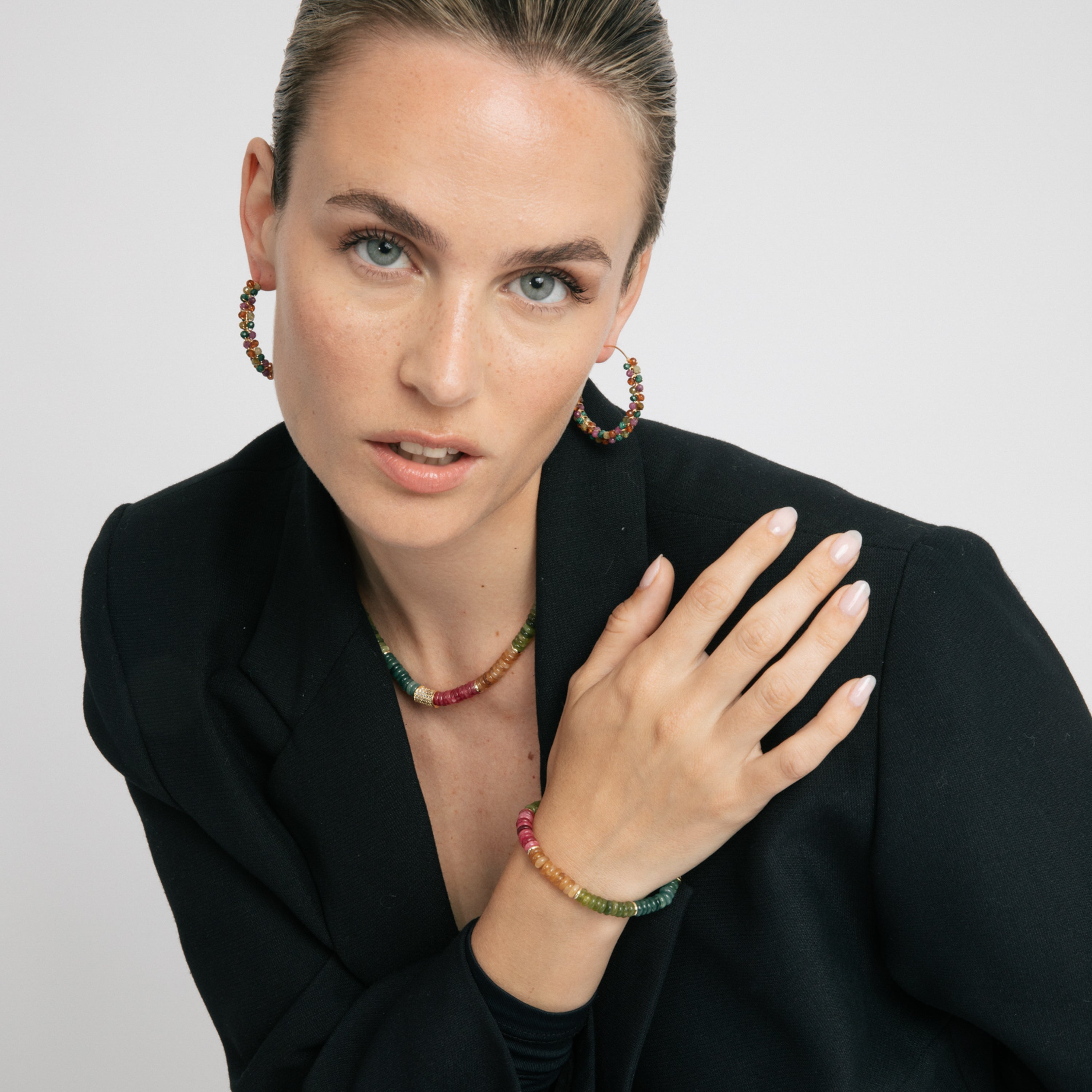 Collier en argent sterling 925 et tourmaline multicolore finition en or jaune 18k - Megro