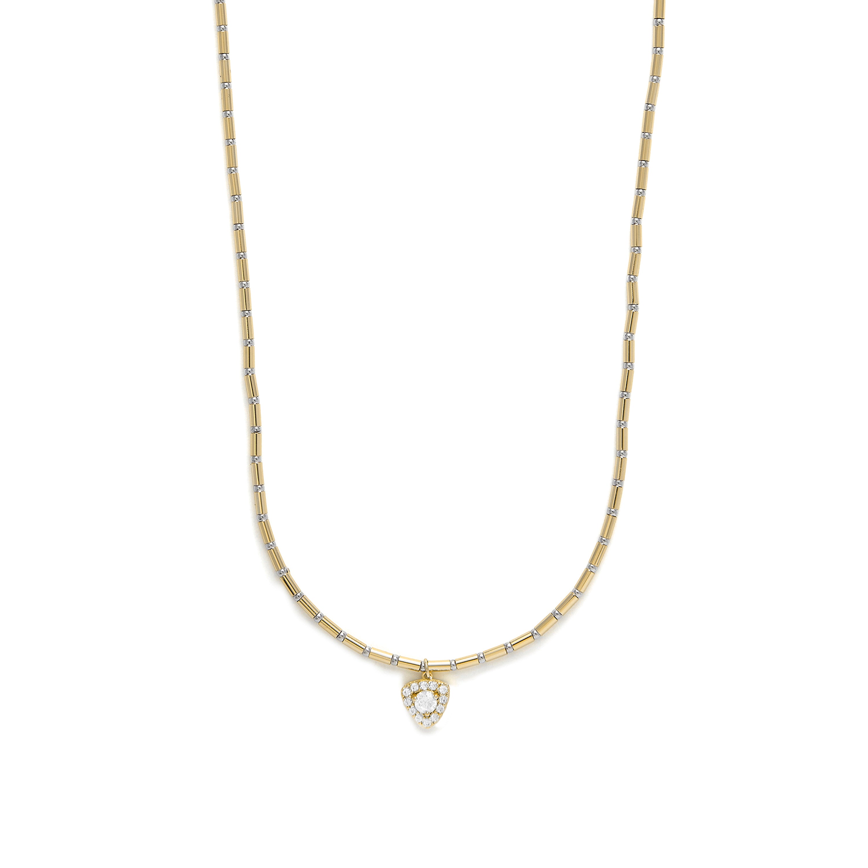 Colar de Prata de Lei 925 e Zircónia Brilhante com acabamento em ouro amarelo 18k - Aldra
