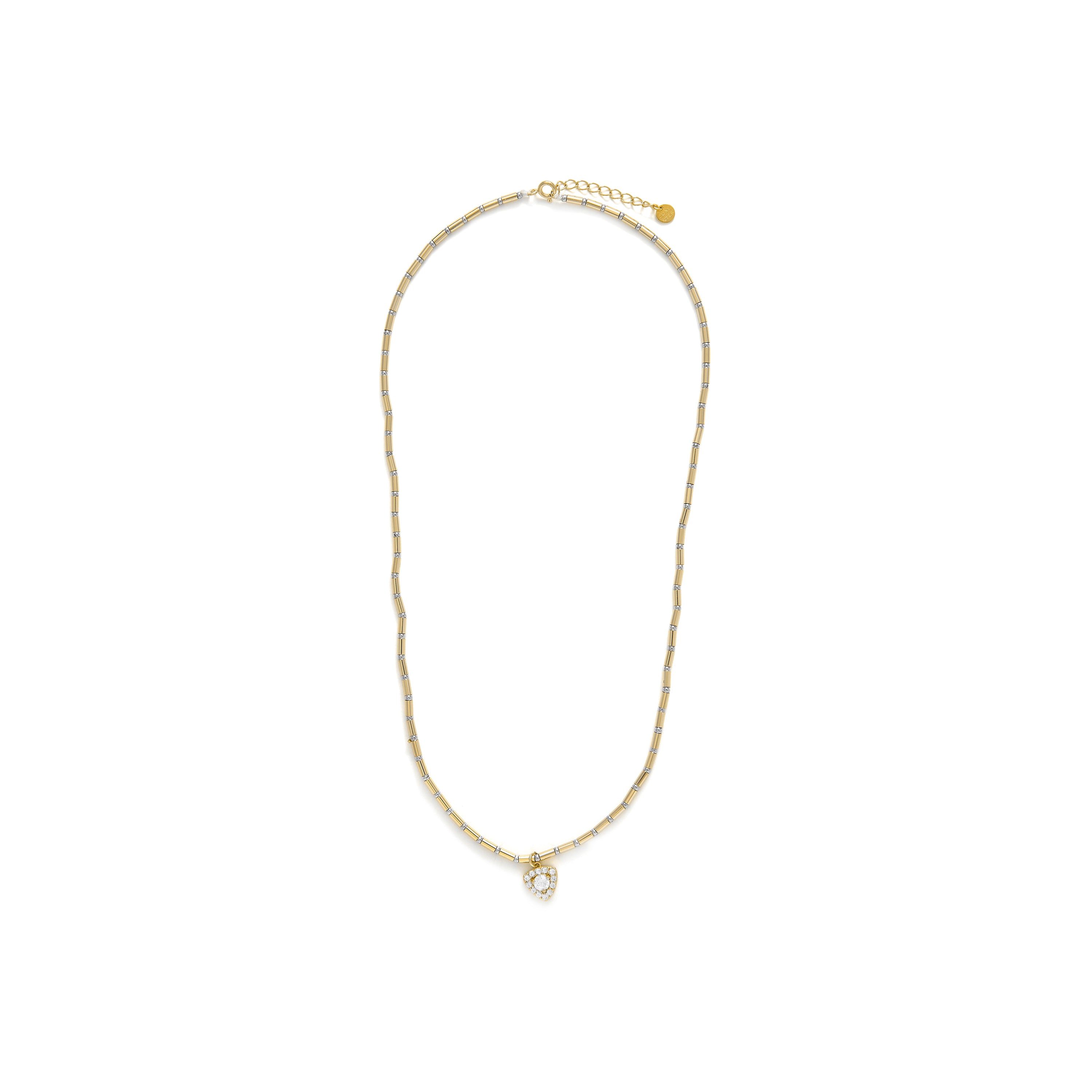 Colar de Prata de Lei 925 e Zircónia Brilhante com acabamento em ouro amarelo 18k - Aldra