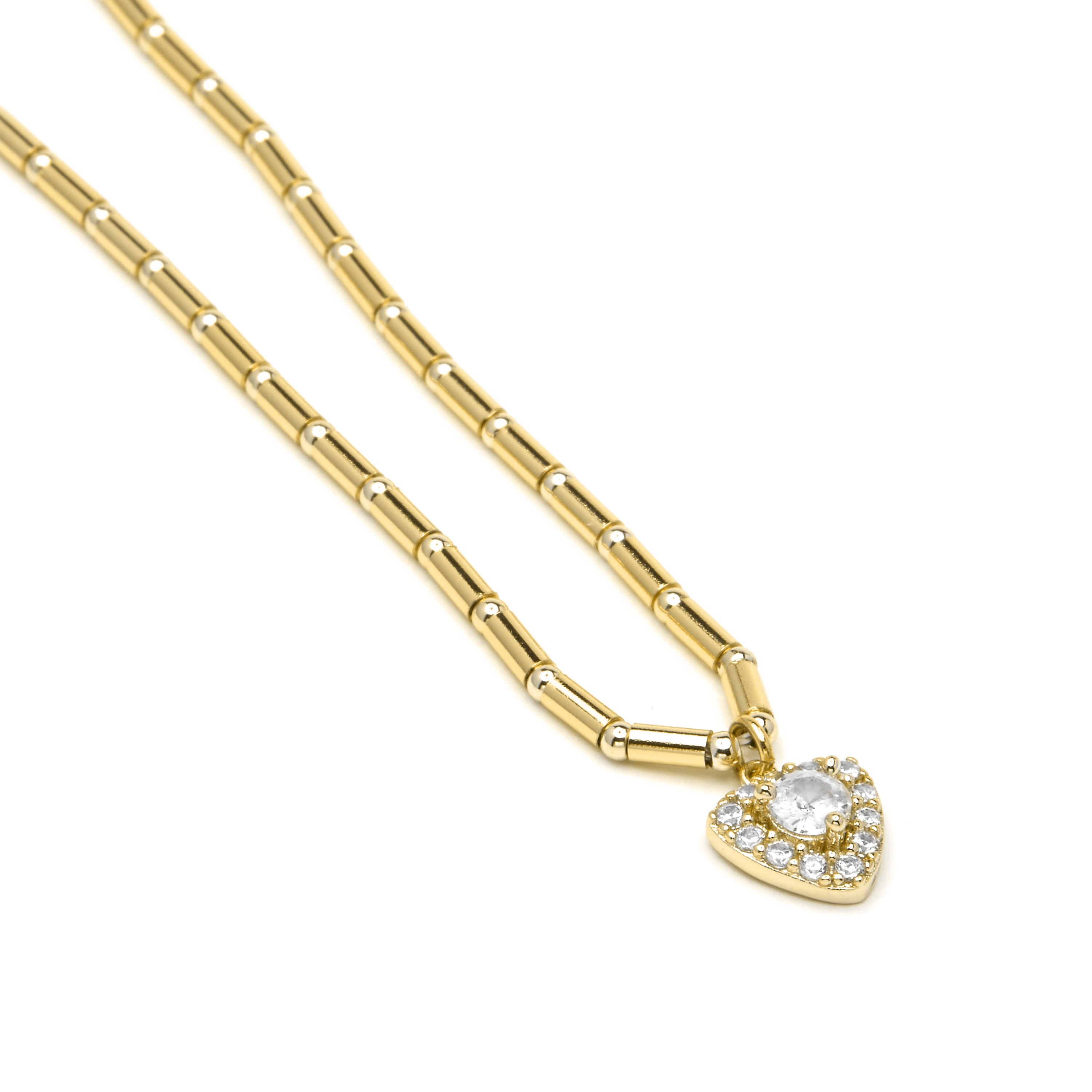 Colar de Prata de Lei 925 e Zircónia Brilhante com acabamento em ouro amarelo 18k - Aldra