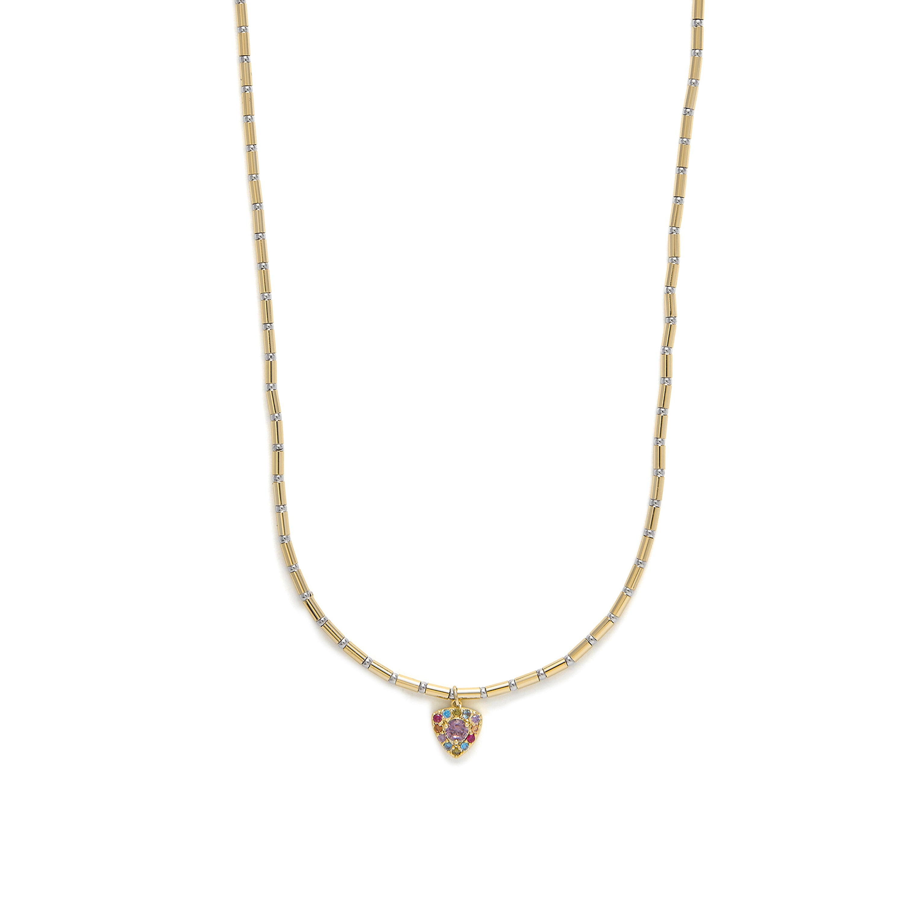 925 Sterling Silver Collar and Multicolor Cubic Zirconia finished in 18k Yellow Gold - Aldra