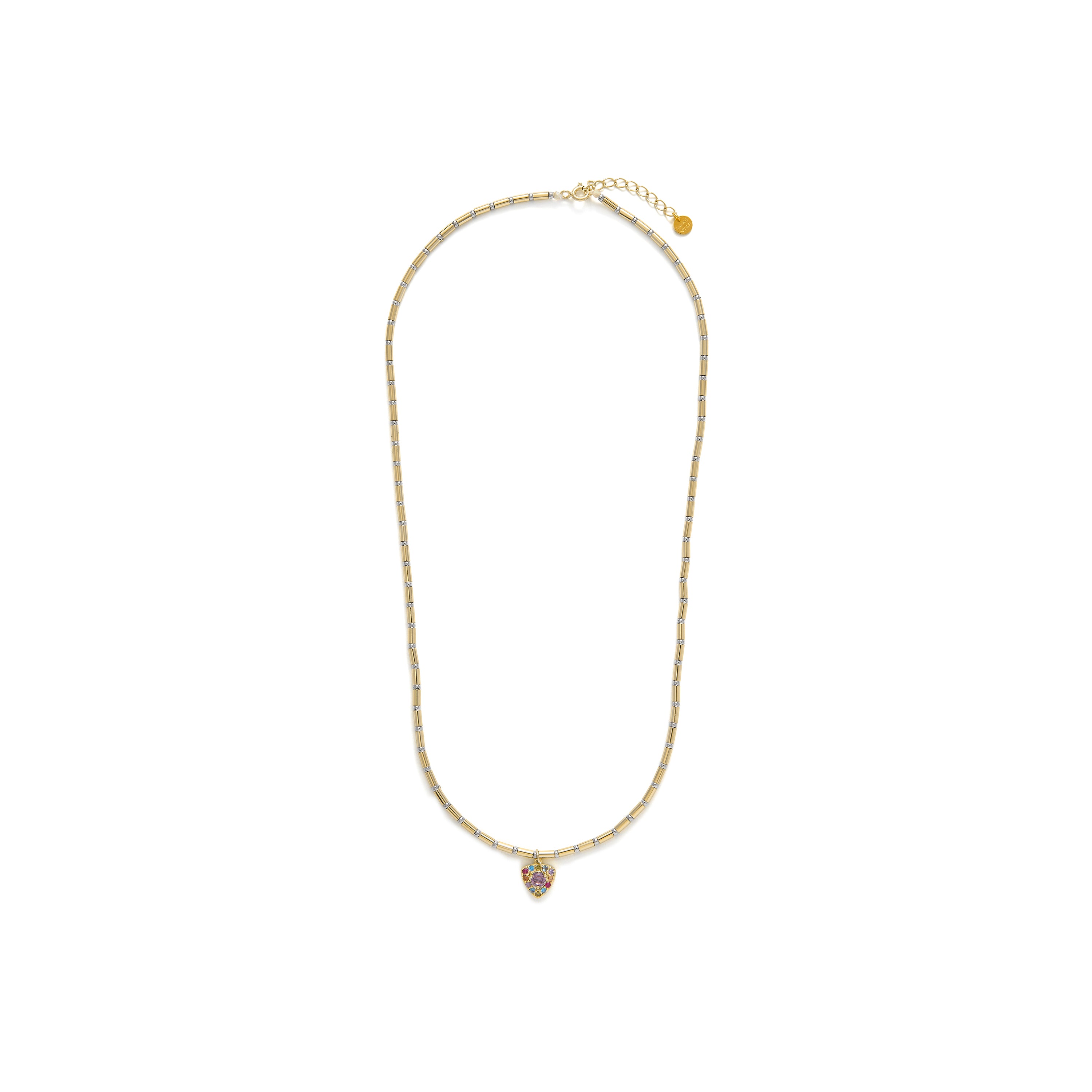925 Sterling Silver Collar and Multicolor Cubic Zirconia finished in 18k Yellow Gold - Aldra