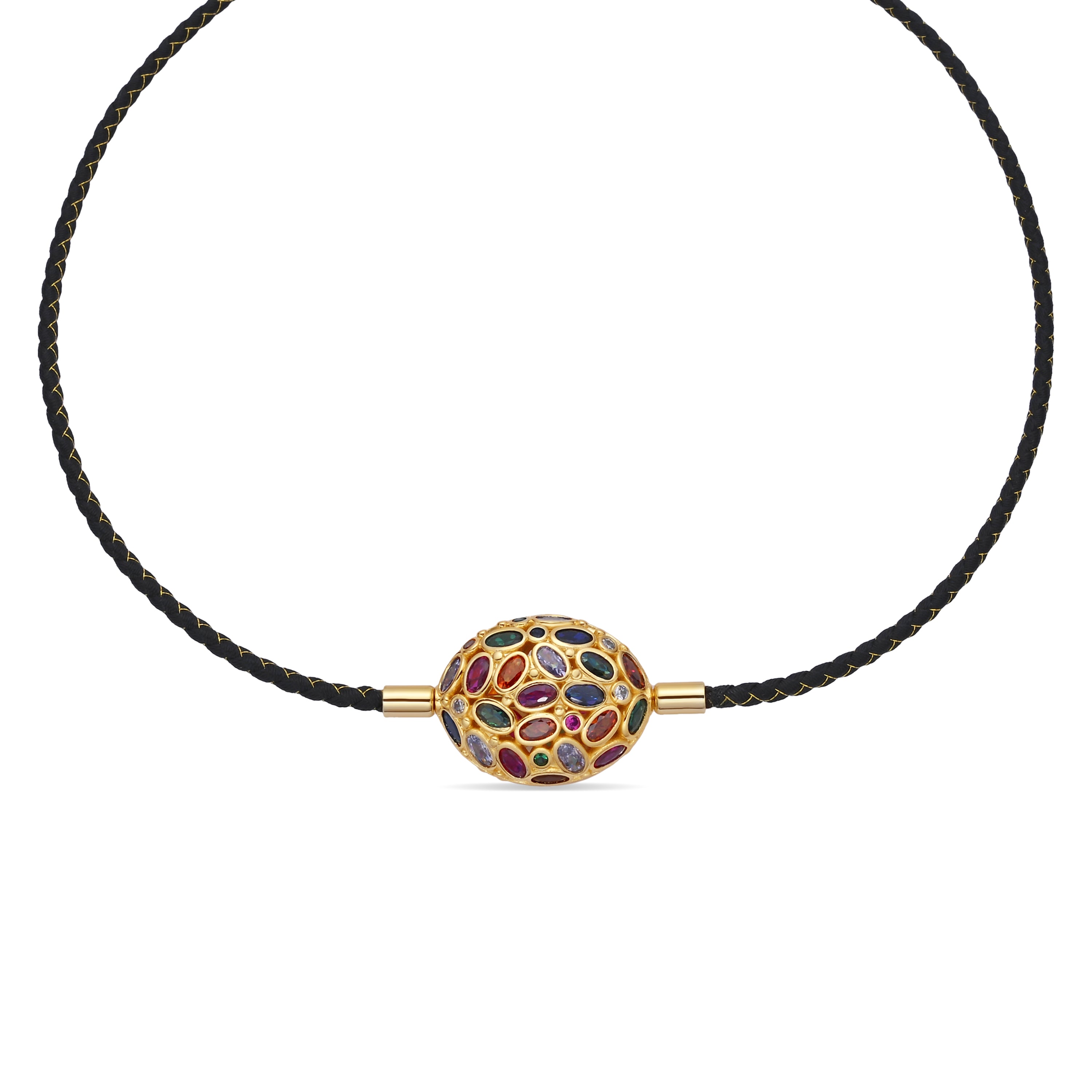 Halskette aus 925 Sterlingsilber und mehrfarbigem Zirkonia mit 18k Gelbgold-Finish - Milkio