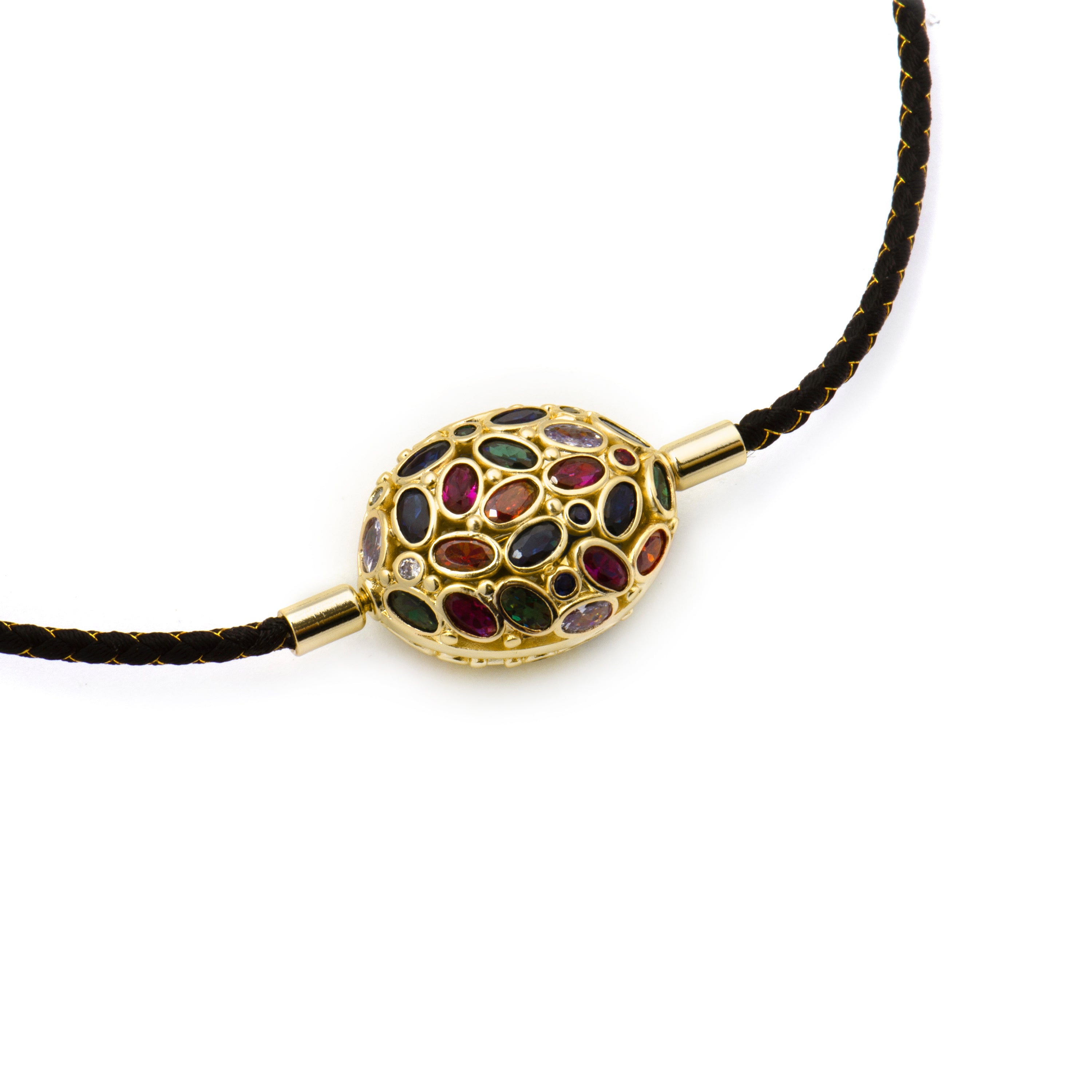 Halskette aus 925 Sterlingsilber und mehrfarbigem Zirkonia mit 18k Gelbgold-Finish - Milkio