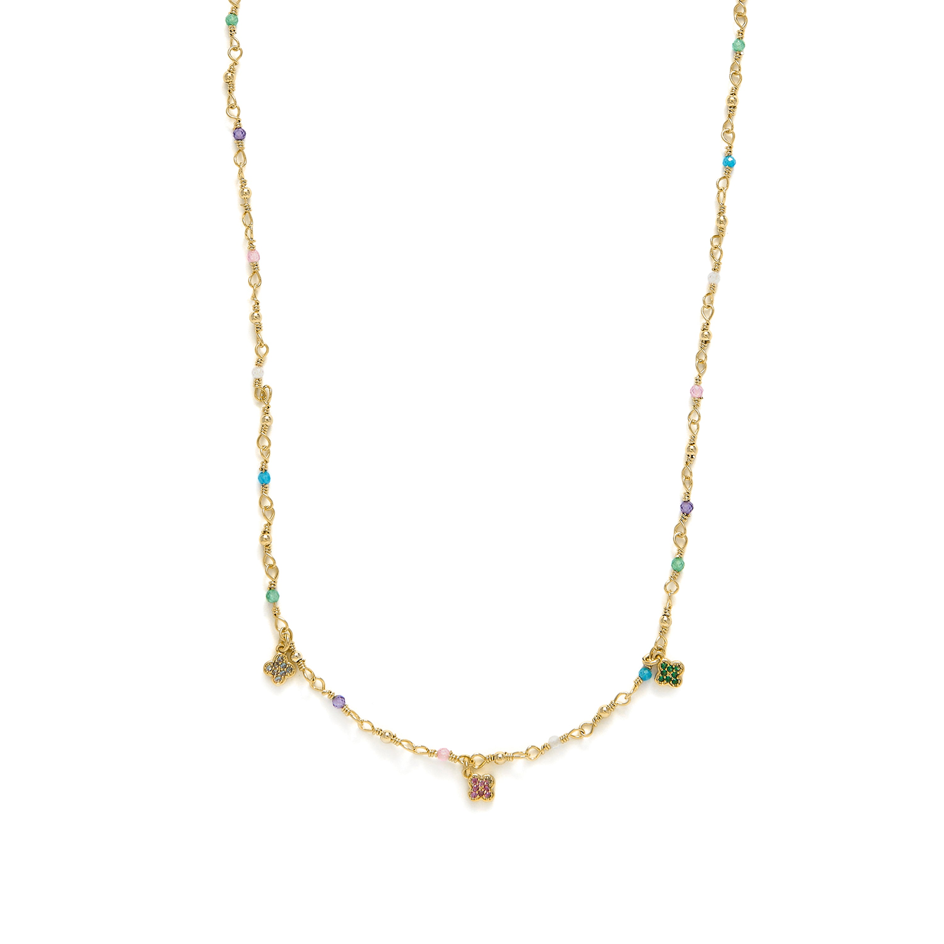 Colar de Prata de Lei 925 e Zircónia Multicolor com acabamento em ouro amarelo 18k - Talip