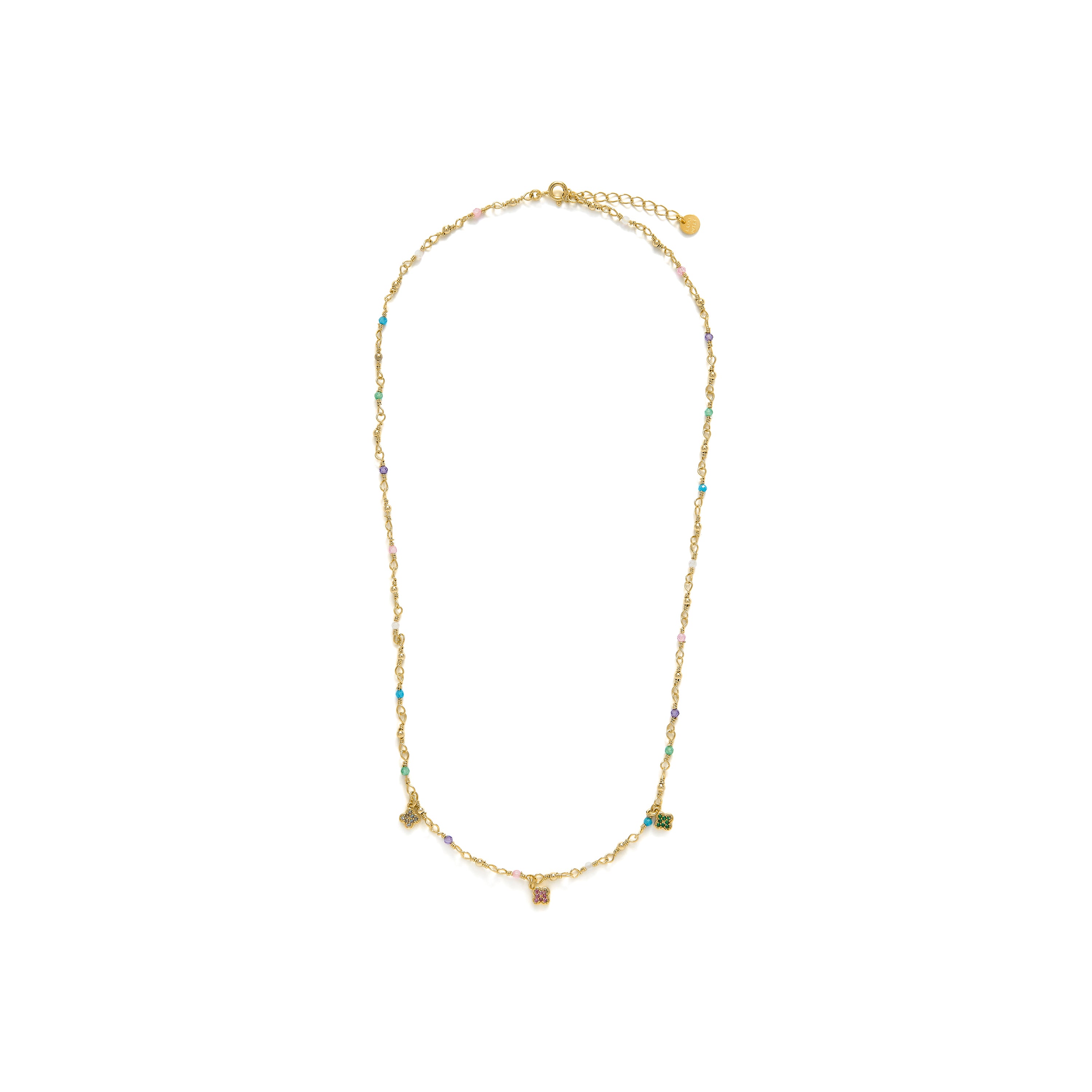 Colar de Prata de Lei 925 e Zircónia Multicolor com acabamento em ouro amarelo 18k - Talip