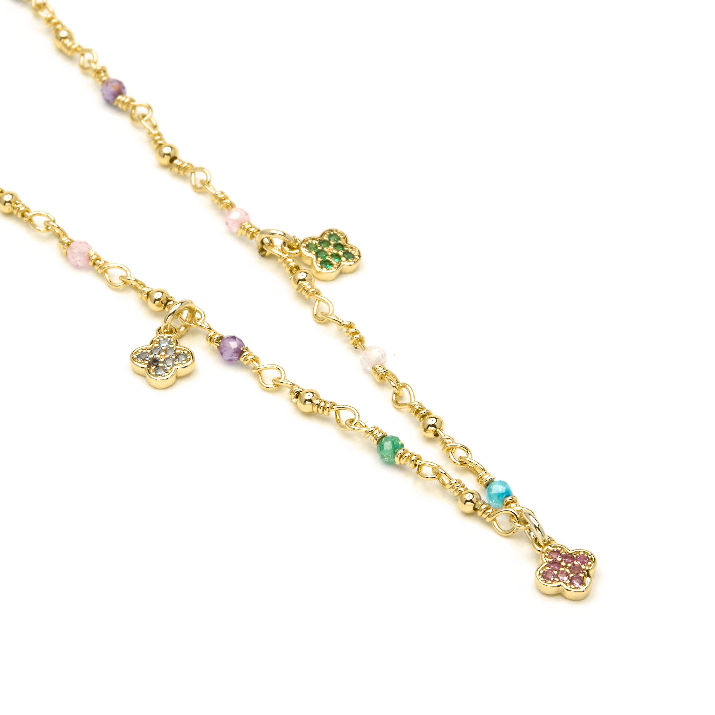Colar de Prata de Lei 925 e Zircónia Multicolor com acabamento em ouro amarelo 18k - Talip