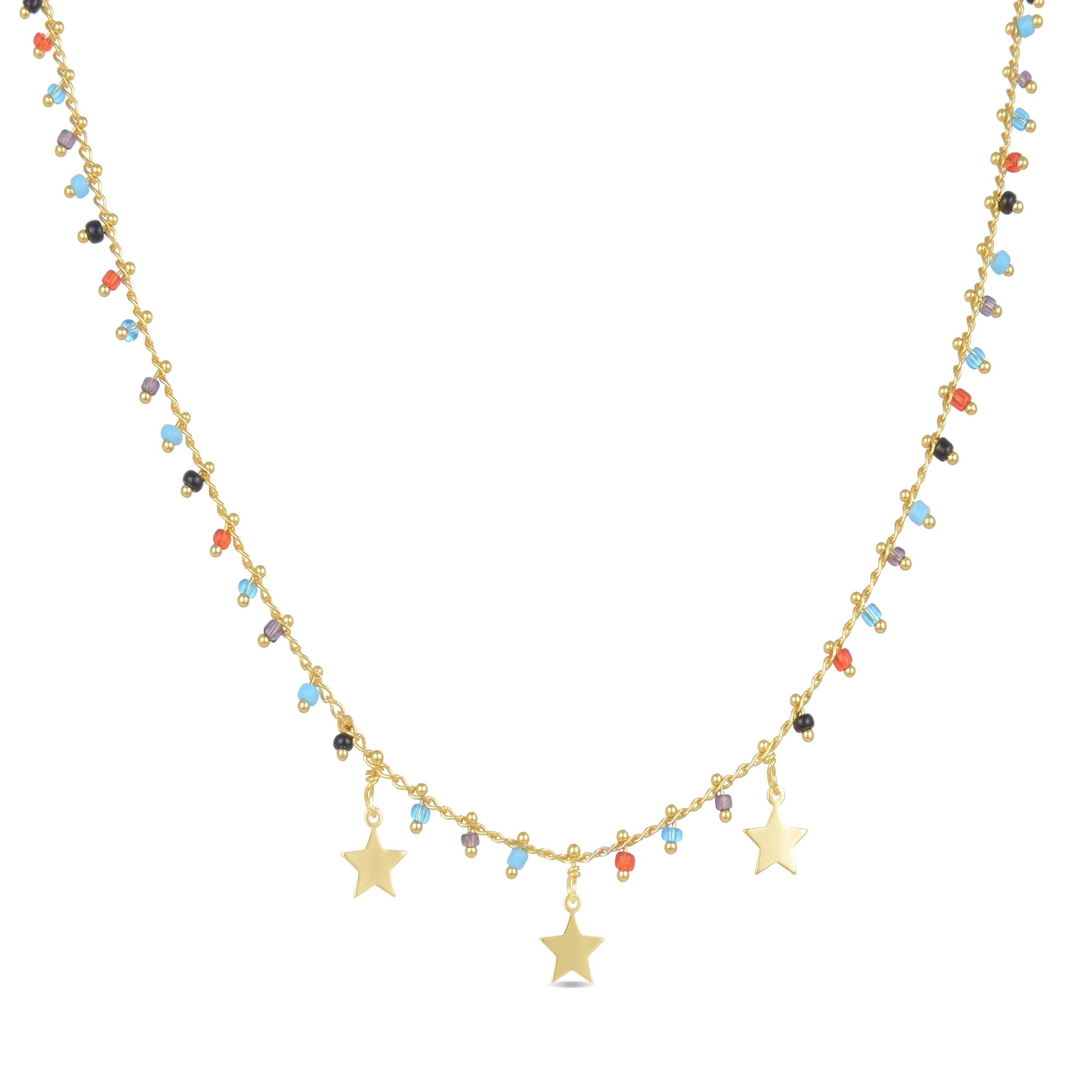 925 Sterling Silver Necklace with Multicolor Hydrothermal Quartz finished in 18K Yellow Gold - Beos