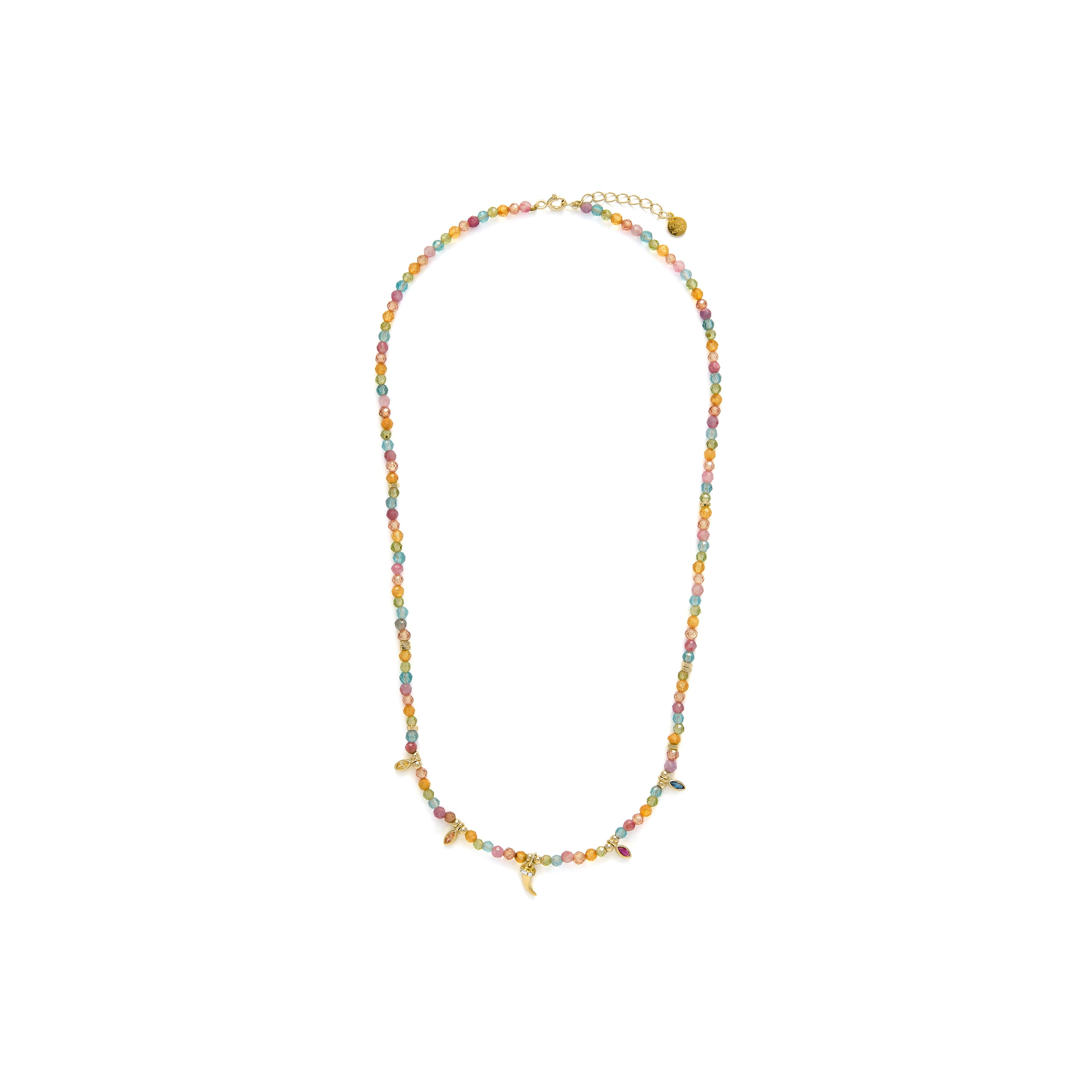 Collier en argent sterling 925 et zircon multicolore finition or jaune 18k - Esli