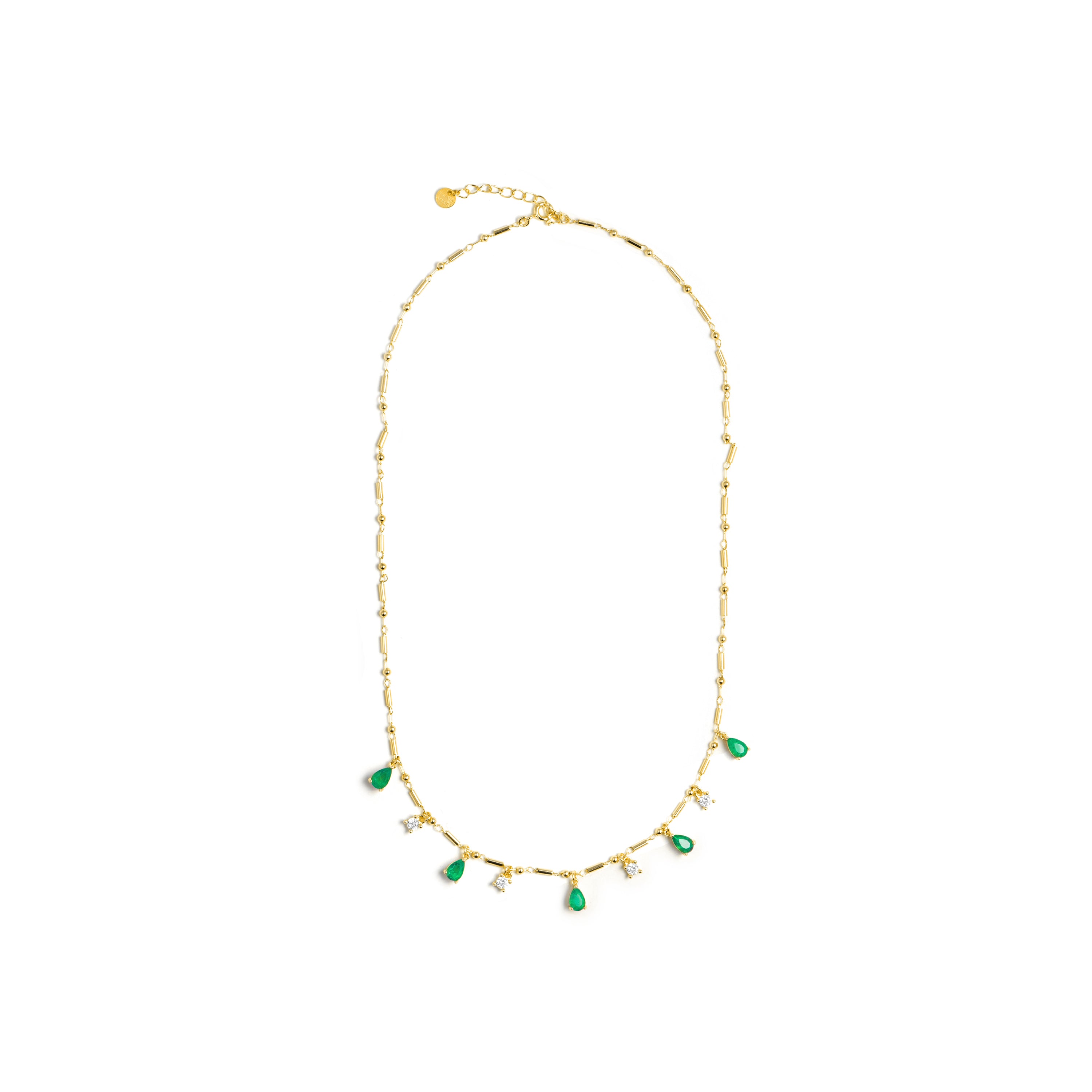 Halskette aus 925er Sterlingsilber und grünem hydrothermalem Paraiba-Quarz mit 18k Gelbgold-Finish - Lakrom