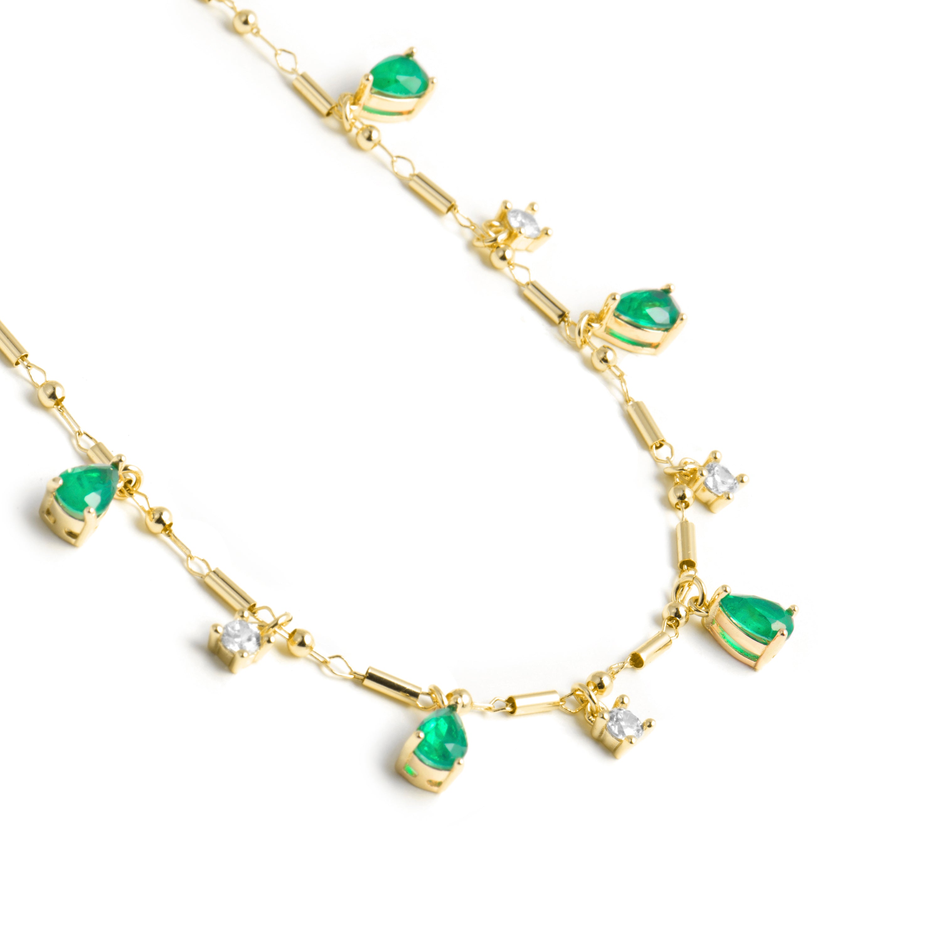 Halskette aus 925er Sterlingsilber und grünem hydrothermalem Paraiba-Quarz mit 18k Gelbgold-Finish - Lakrom