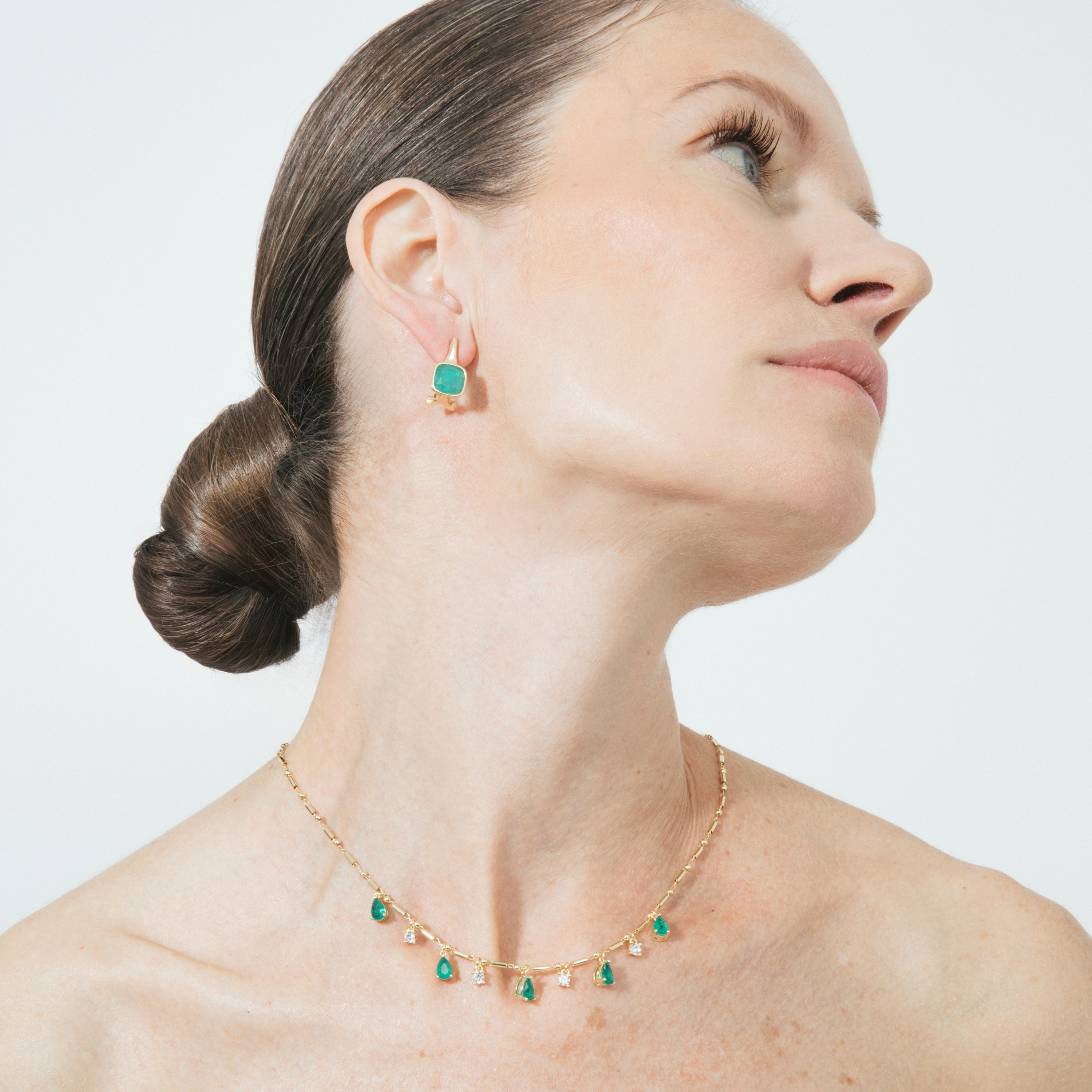 Halskette aus 925er Sterlingsilber und grünem hydrothermalem Paraiba-Quarz mit 18k Gelbgold-Finish - Lakrom