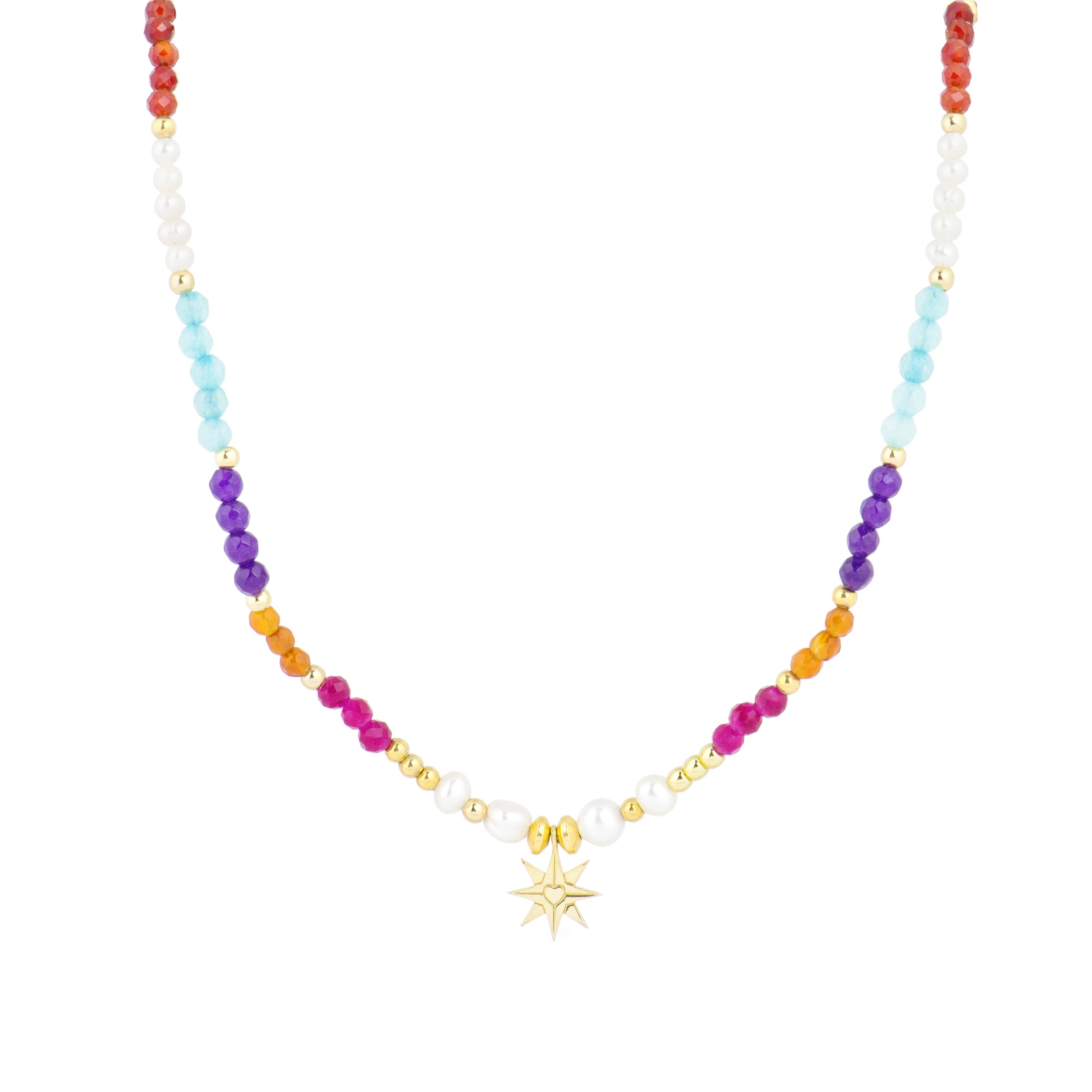 Collana in Argento Sterling 925 con Cristallo Multicolore finitura in oro giallo 18K - Shasha