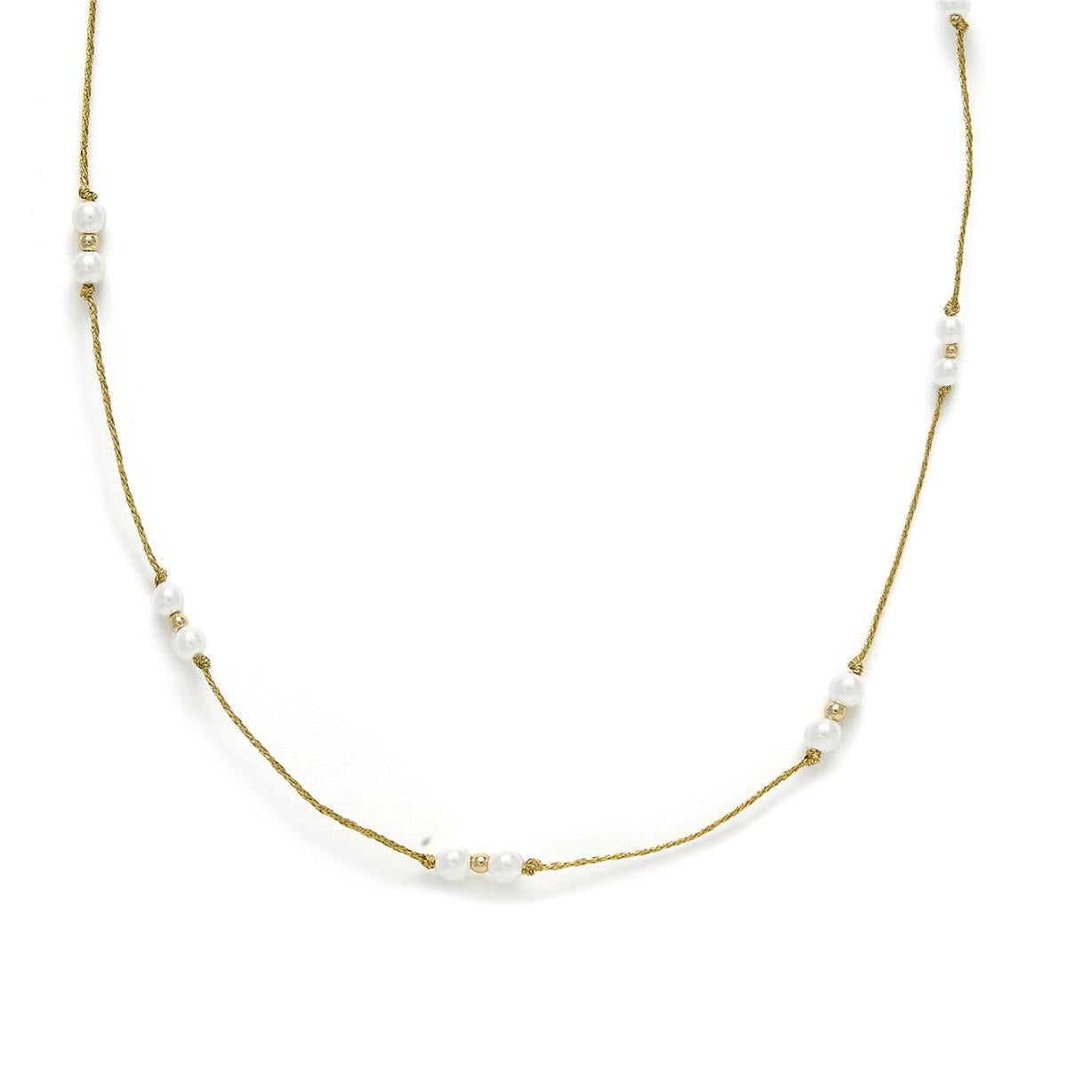 Collar de Plata de Ley 925 y Perla Blanca acabado en oro amarillo 18k - Deusu