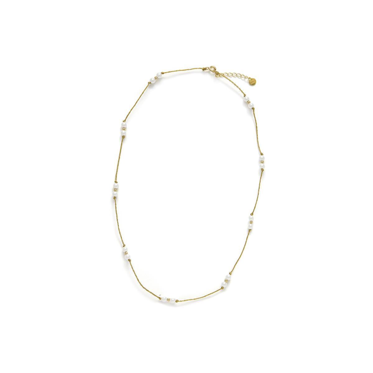 Collar de Plata de Ley 925 y Perla Blanca acabado en oro amarillo 18k - Deusu