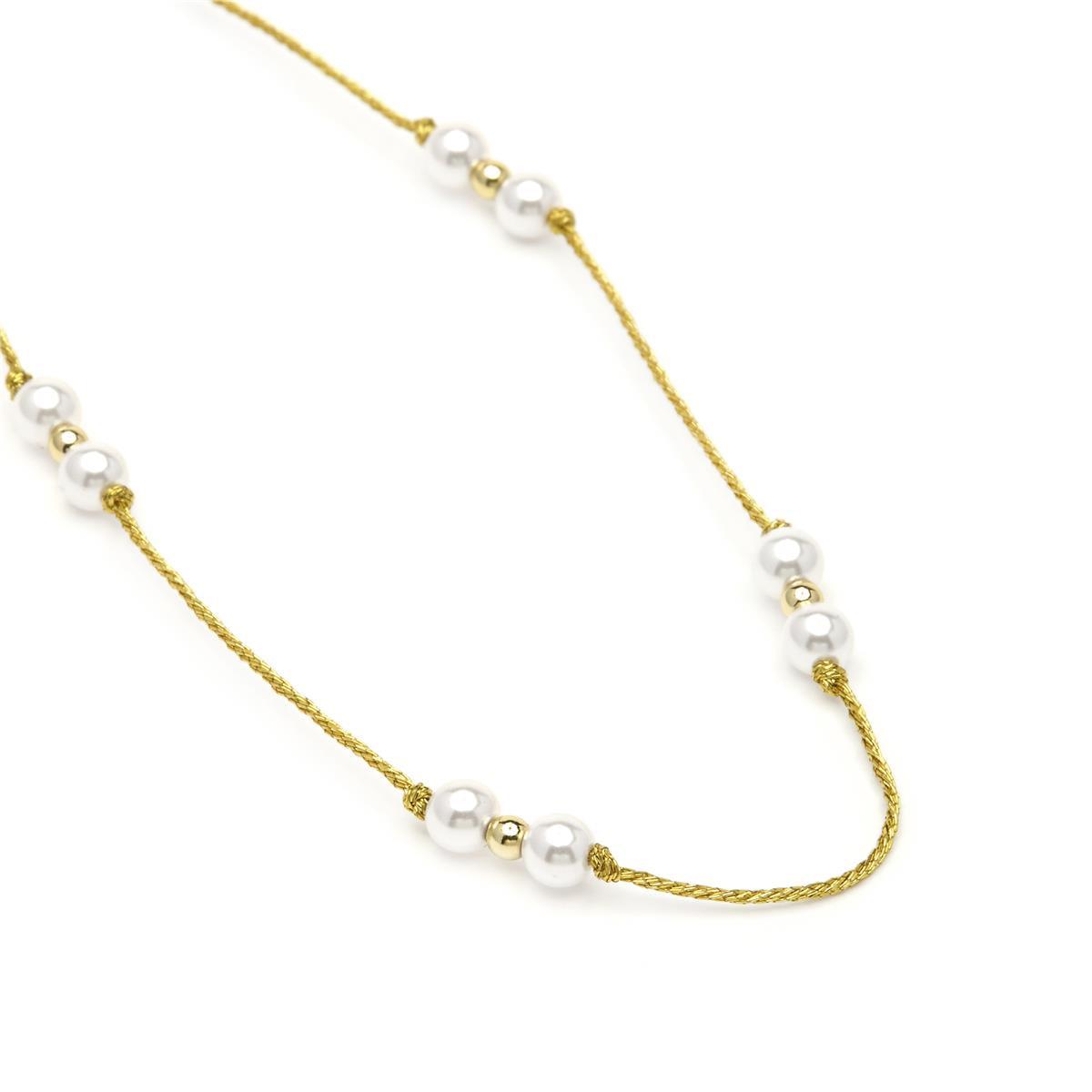 Collar de Plata de Ley 925 y Perla Blanca acabado en oro amarillo 18k - Deusu