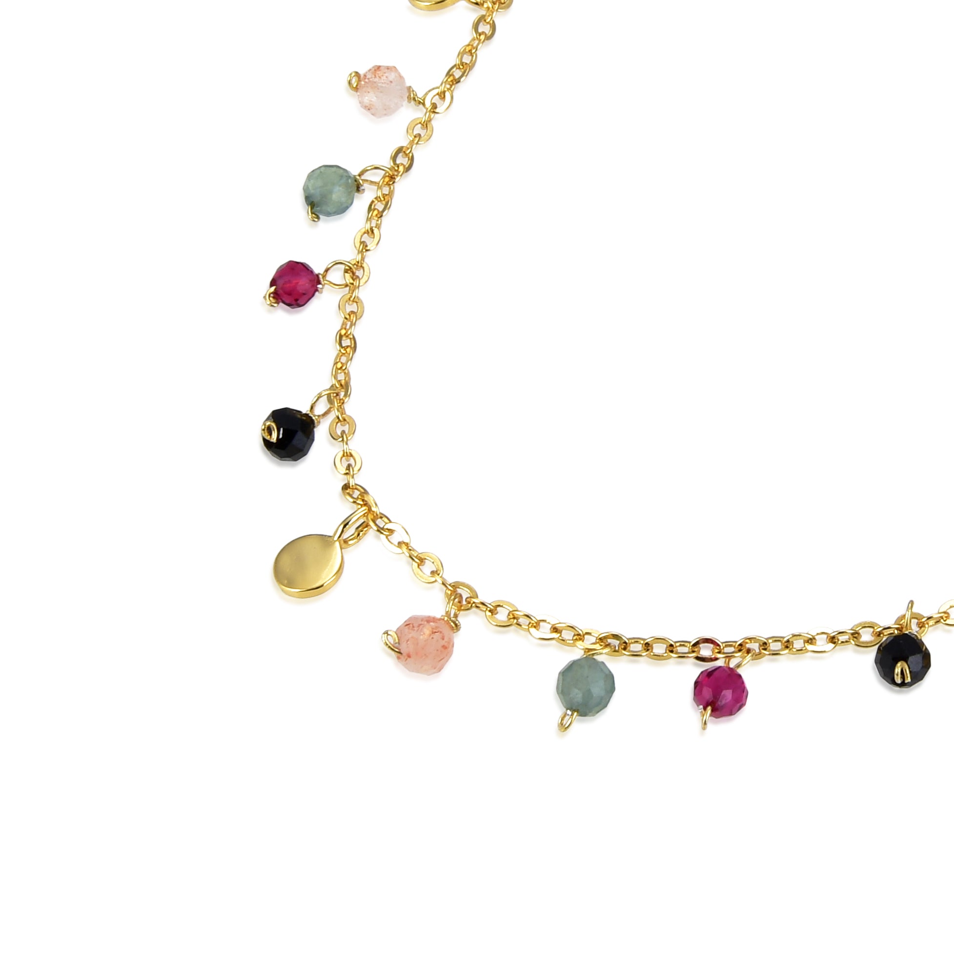925er Sterling Silber Halskette mit mehrfarbigem Kristall, vergoldet mit 18K Gelbgold - Natsad