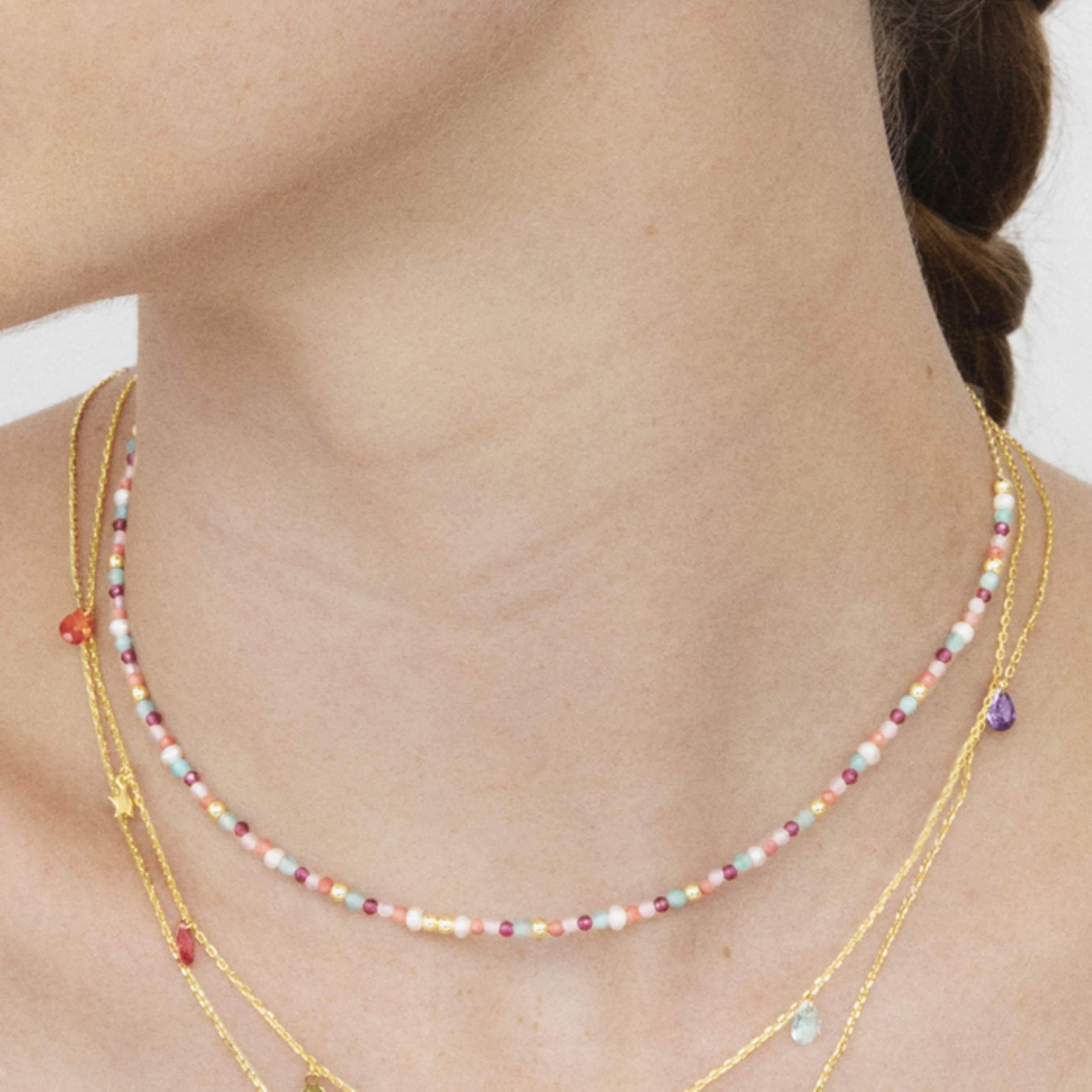 Collana in Argento Sterling 925 con Quarzo Idrotermale Arancione finitura in oro giallo 18K - Asvorg