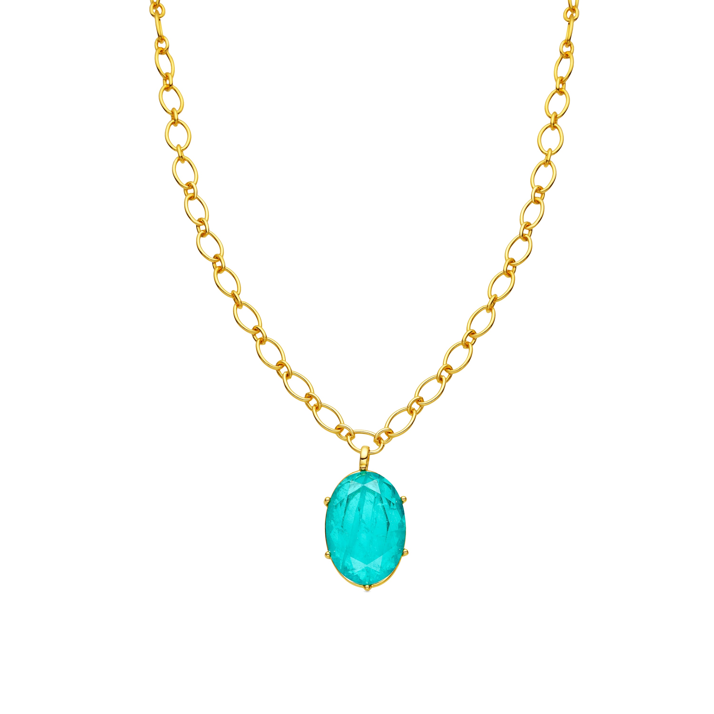 Colar de Prata de Lei 925 e Zircónia Verde acabamento em ouro amarelo de 18k - Jadir