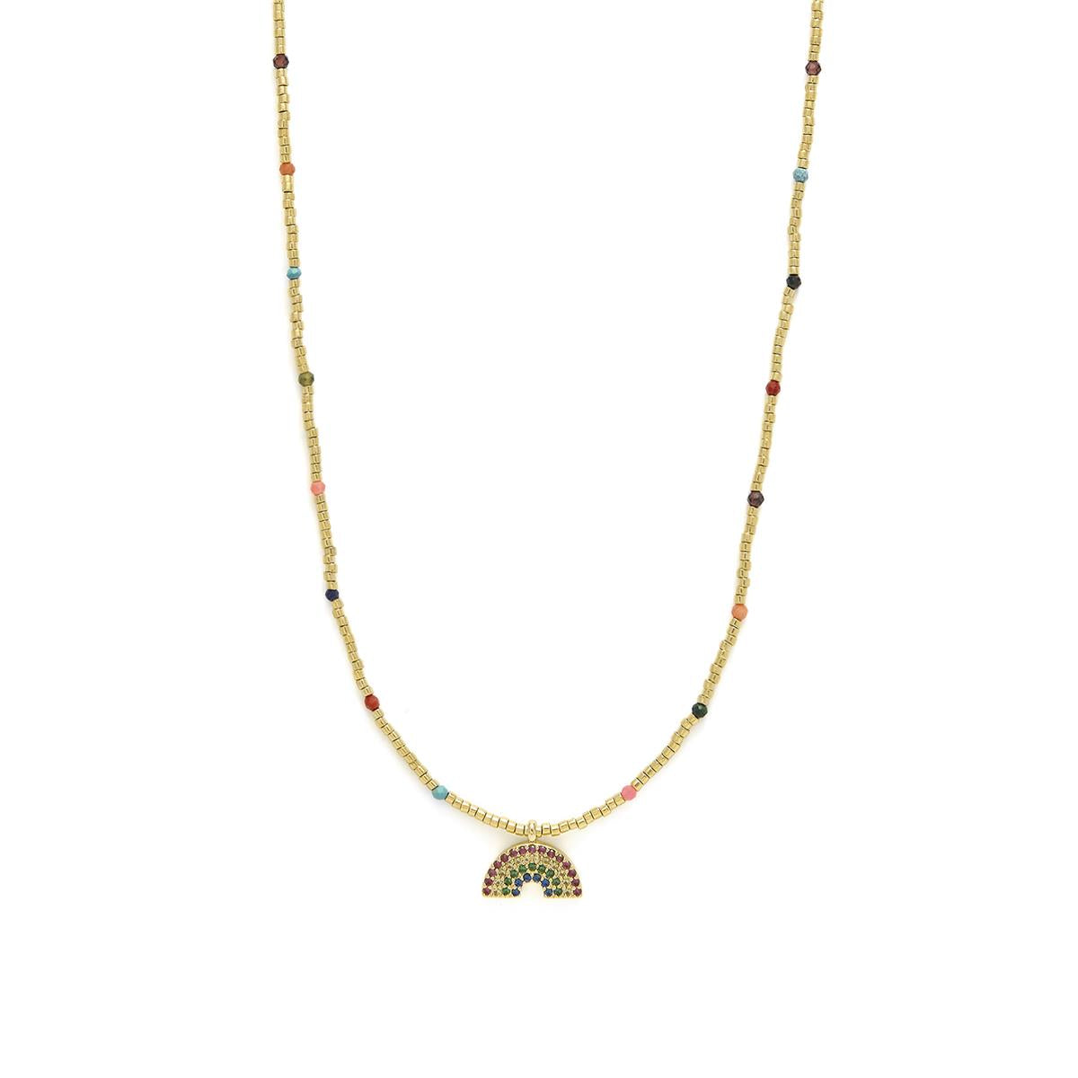 Collar de Plata de Ley 925 y Circonita Multicolor acabado en oro amarillo 18k - Nivart