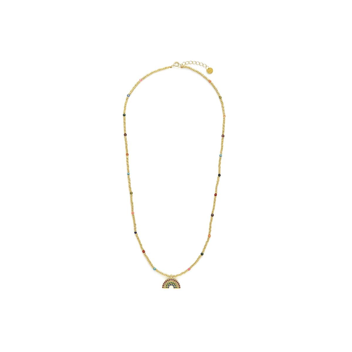 Collar de Plata de Ley 925 y Circonita Multicolor acabado en oro amarillo 18k - Nivart