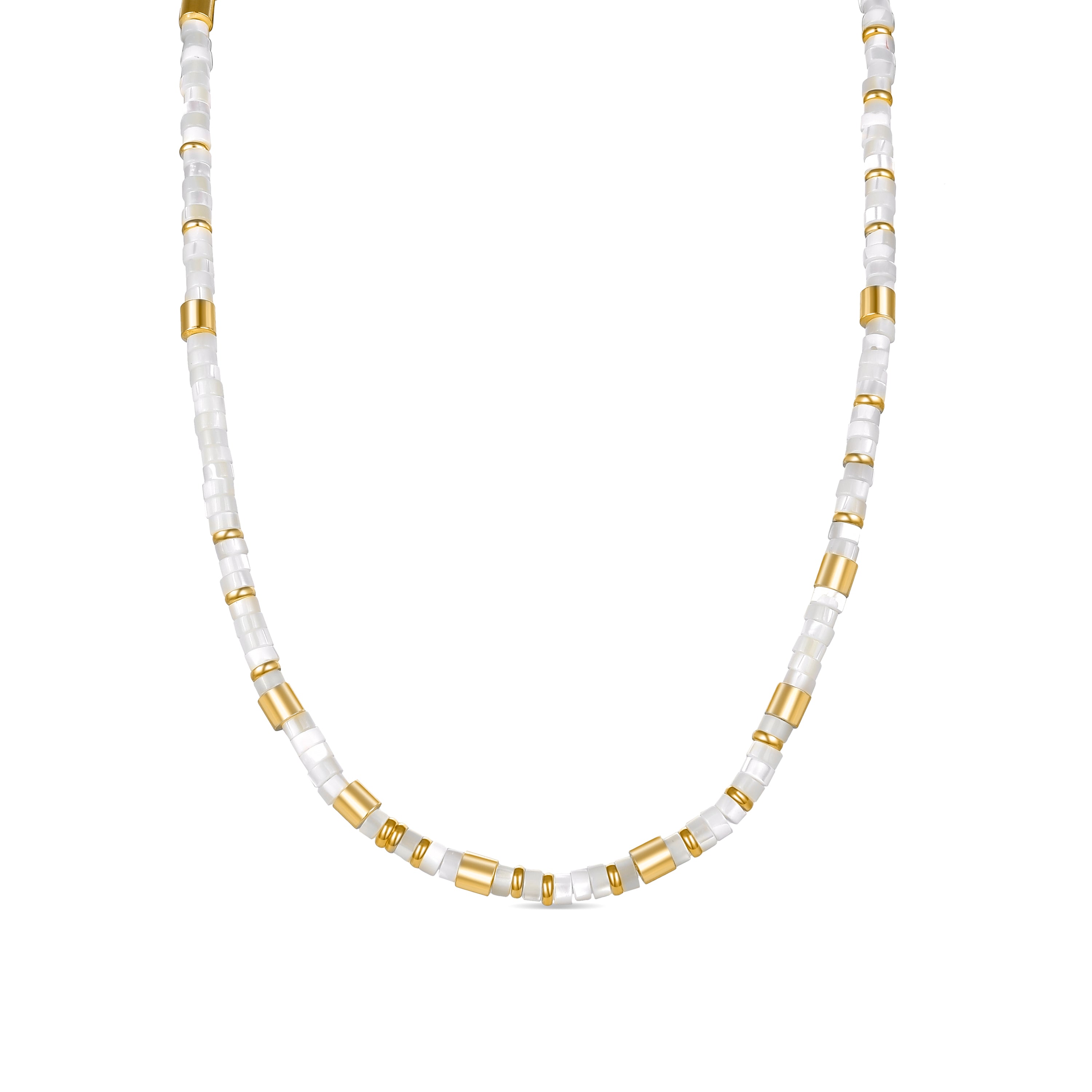 Collana in Argento Sterling 925 con Madreperla Bianca finitura in oro giallo 18K - Wicoy