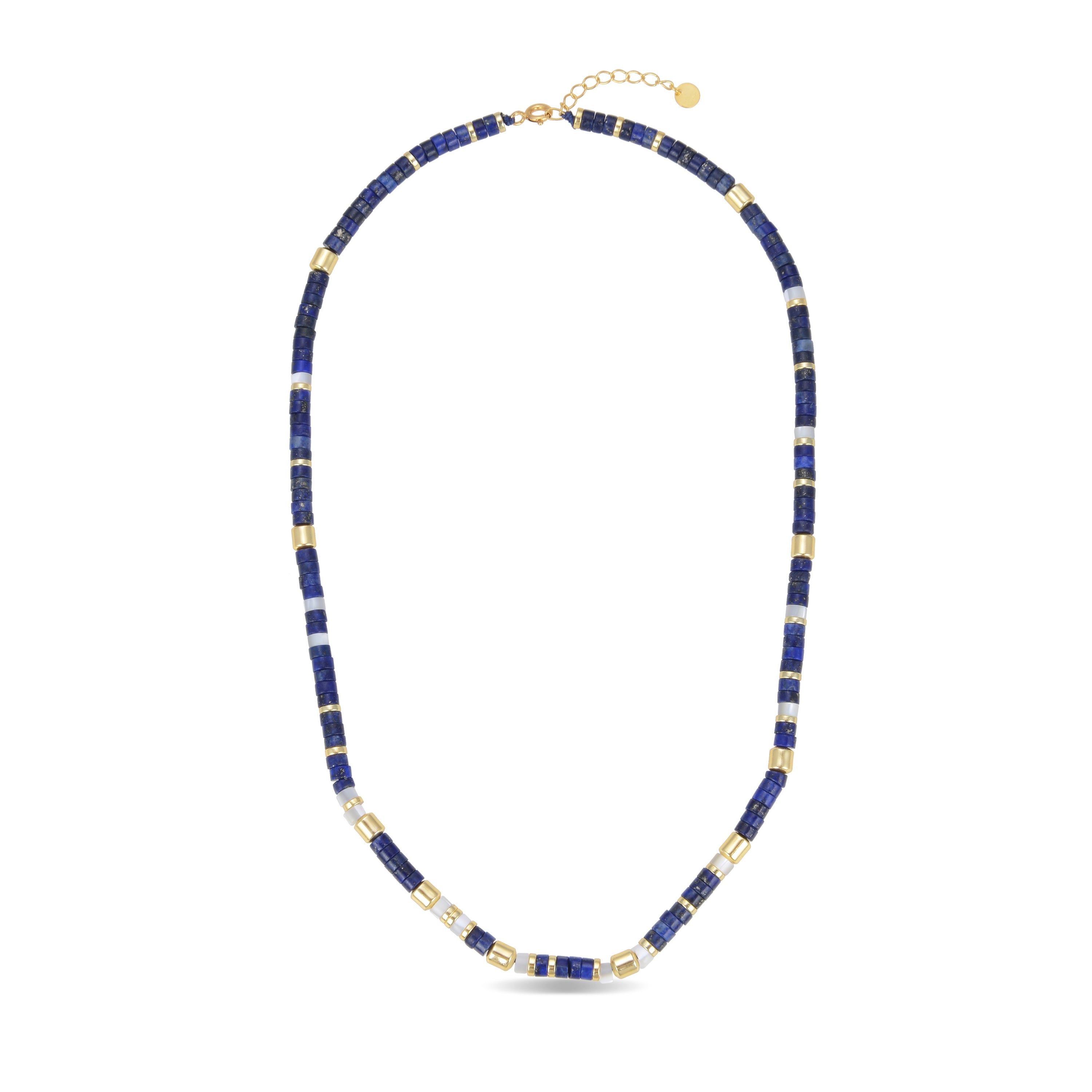 925 Sterling Silver Necklace with Natural Lapis Lazuli finished in 18K Yellow Gold - Ihun