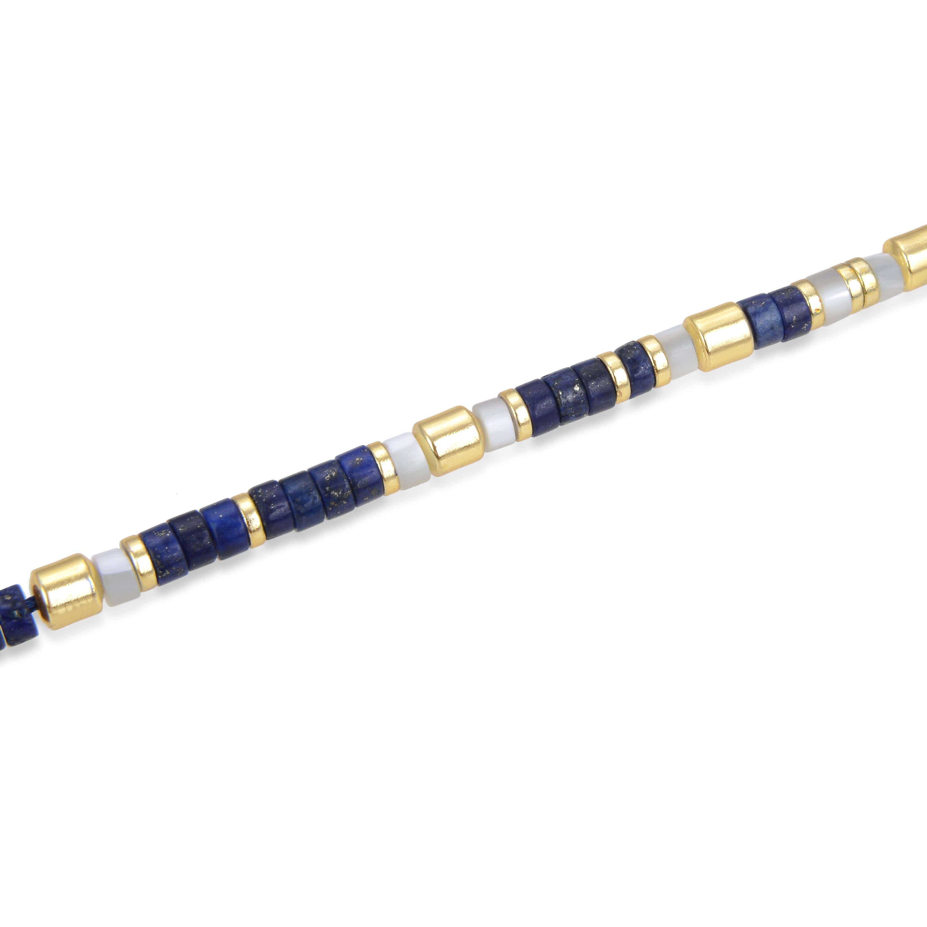 925 Sterling Silver Necklace with Natural Lapis Lazuli finished in 18K Yellow Gold - Ihun