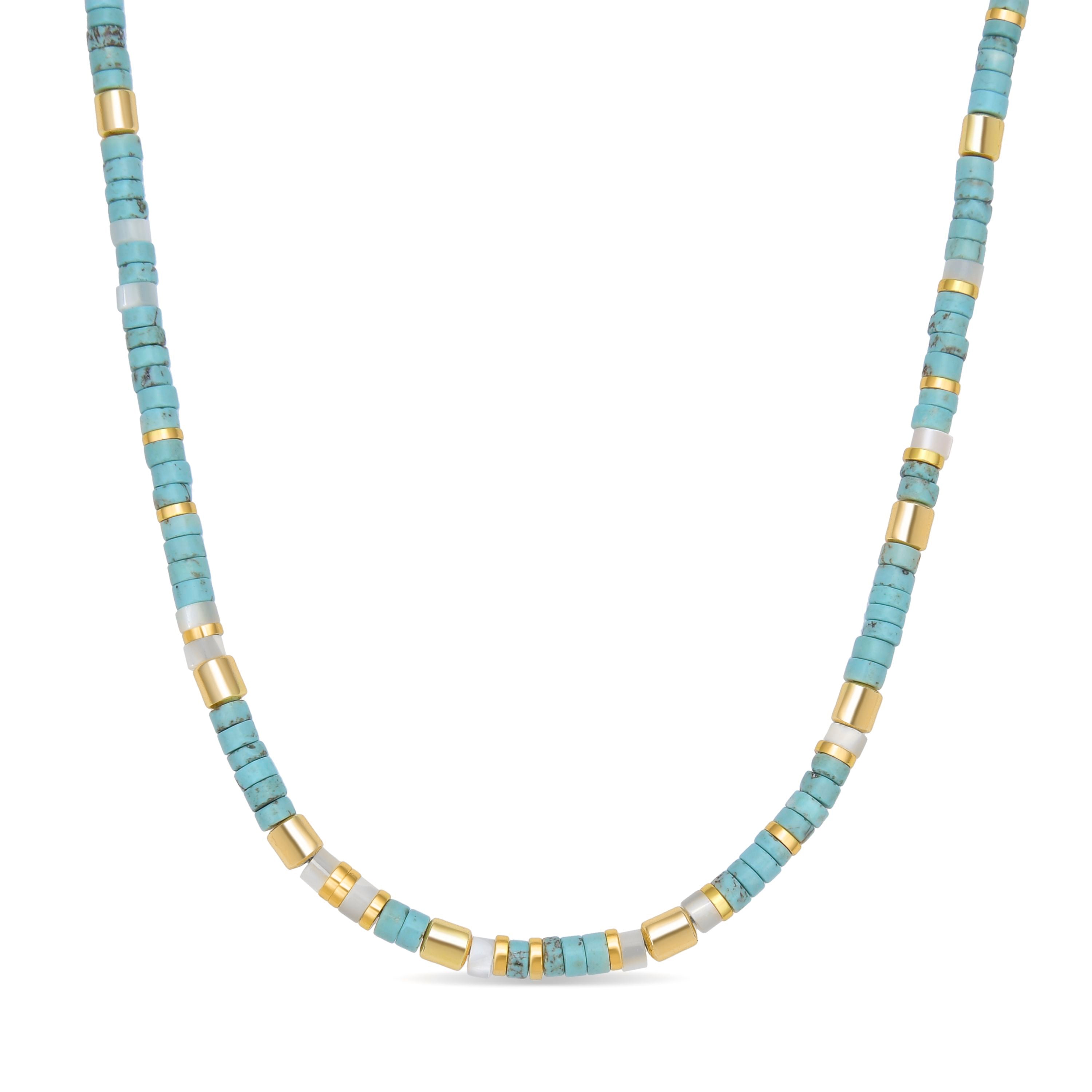 Collana in Argento Sterling 925 con Turchese finitura in oro giallo 18K - Ihun